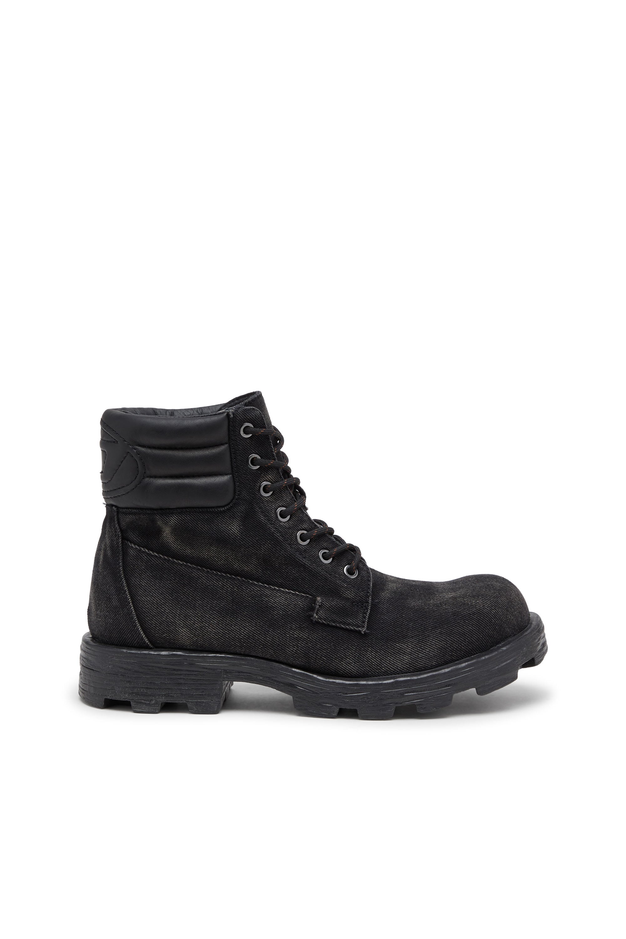 Diesel - D-Hammer-Combat boots in denim and leather - Boots - Man - Black