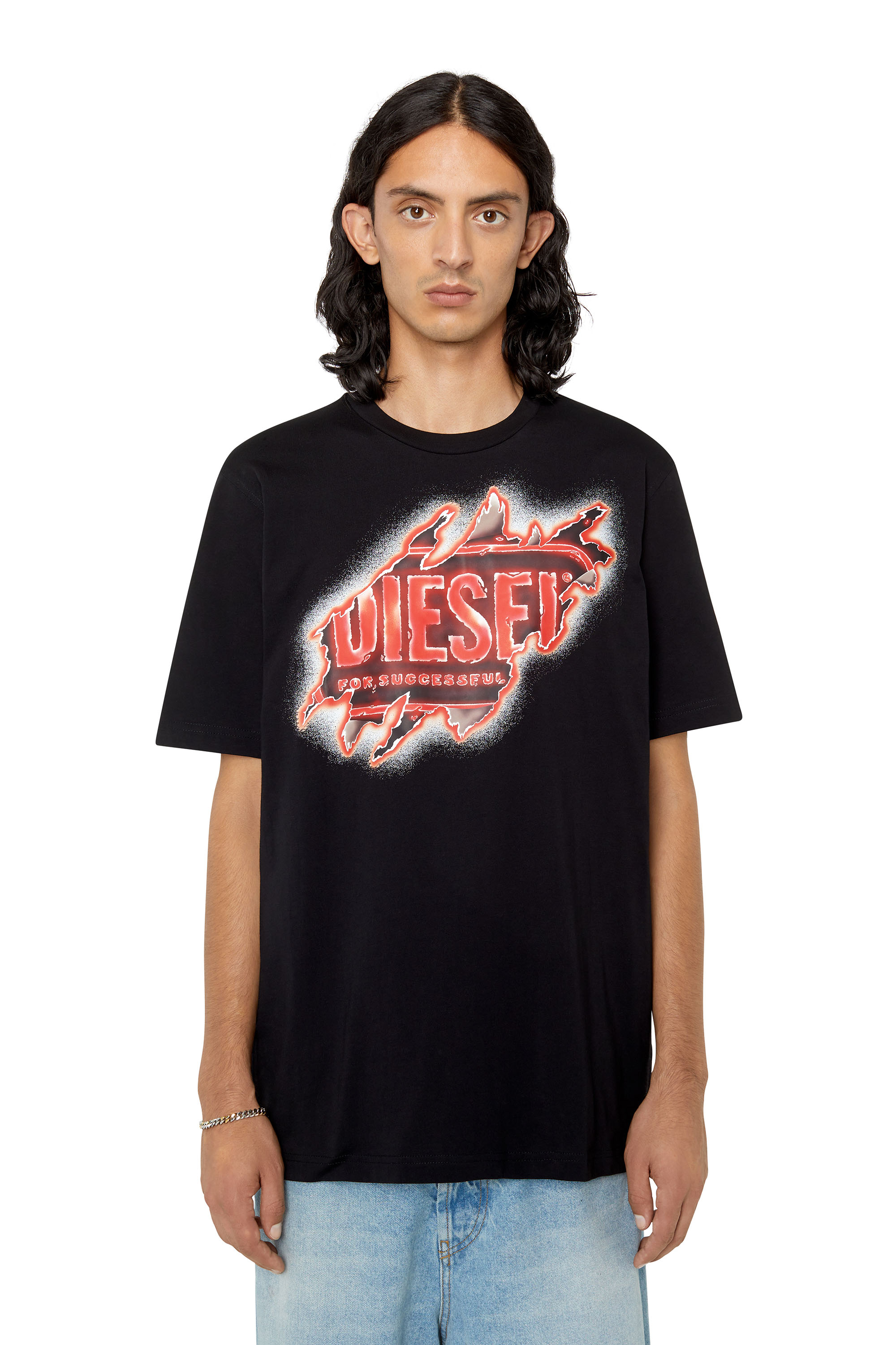 Diesel - T-shirt con grafica logo stampata - T-Shirts - Uomo - Nero