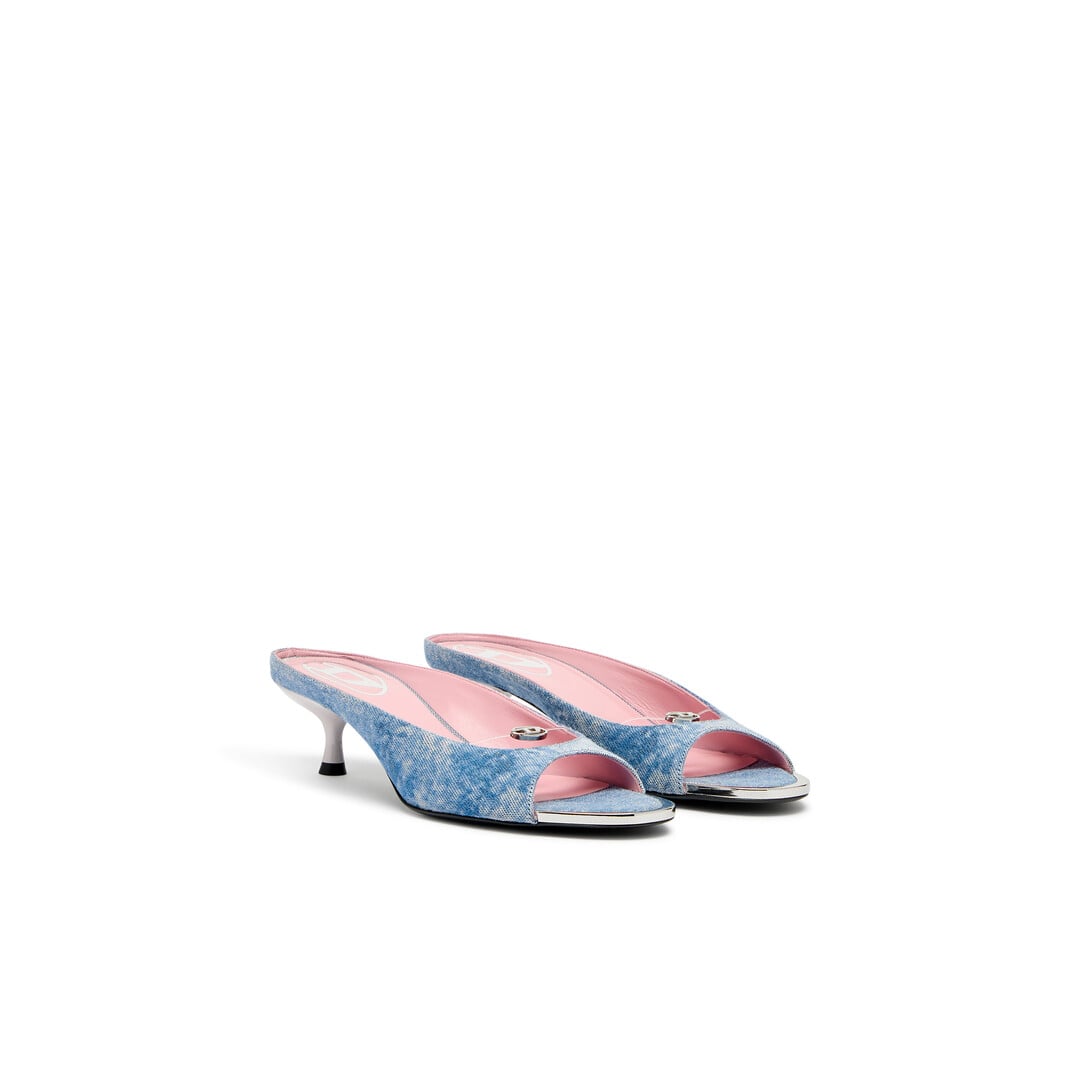 Diesel - D-Diam's-Low denim mule with floating Oval D - Moccasins and Mules - Woman - Blue
