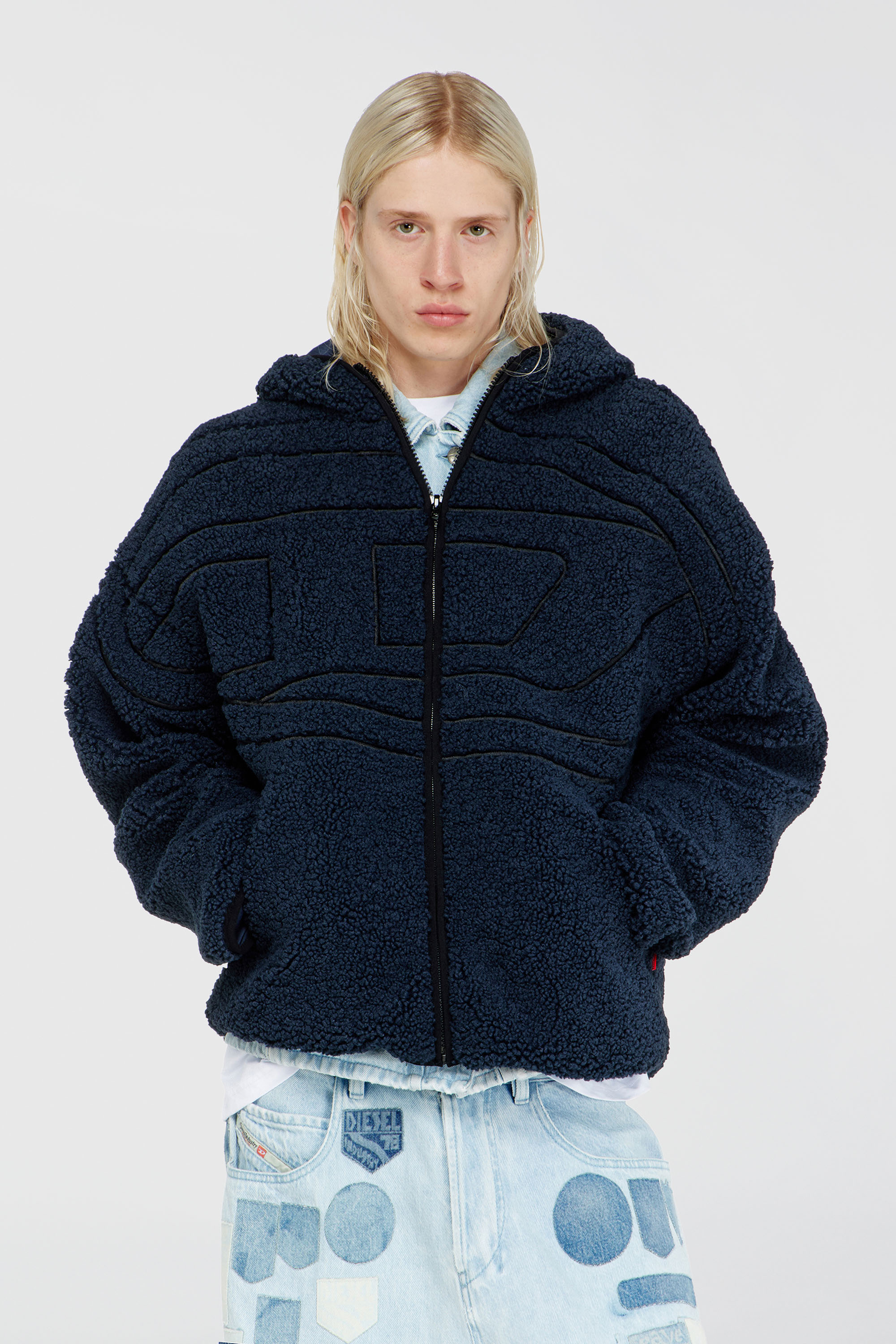 Diesel - Teddy hoodie sweatshirt - Jackets - Man - Blue