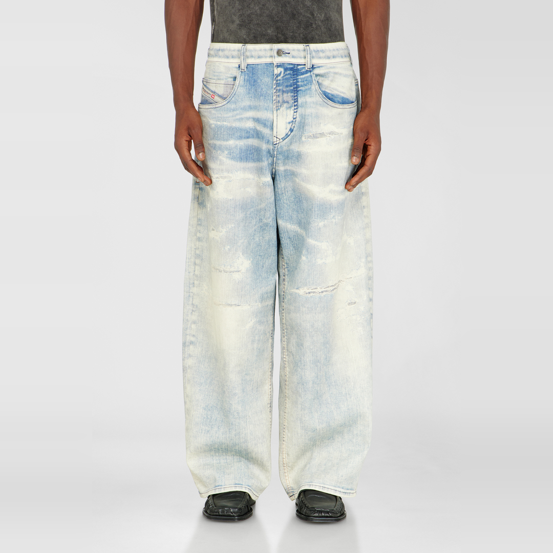Diesel Relaxed Taille Moyenne 2097 D-Enim-M Joggjeans, Bleu clair, Fermeture zippée