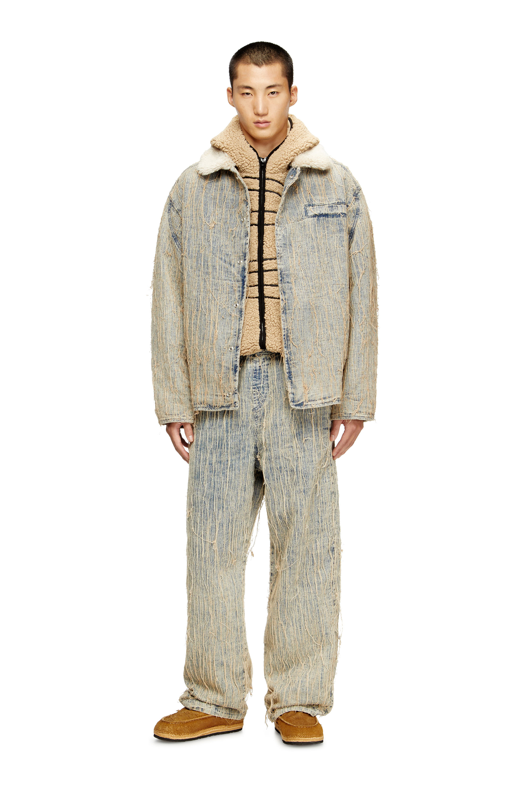 Diesel - D-IVAR-S, Man's Jacket in floating-thread jacquard denim in Light Blue - 2