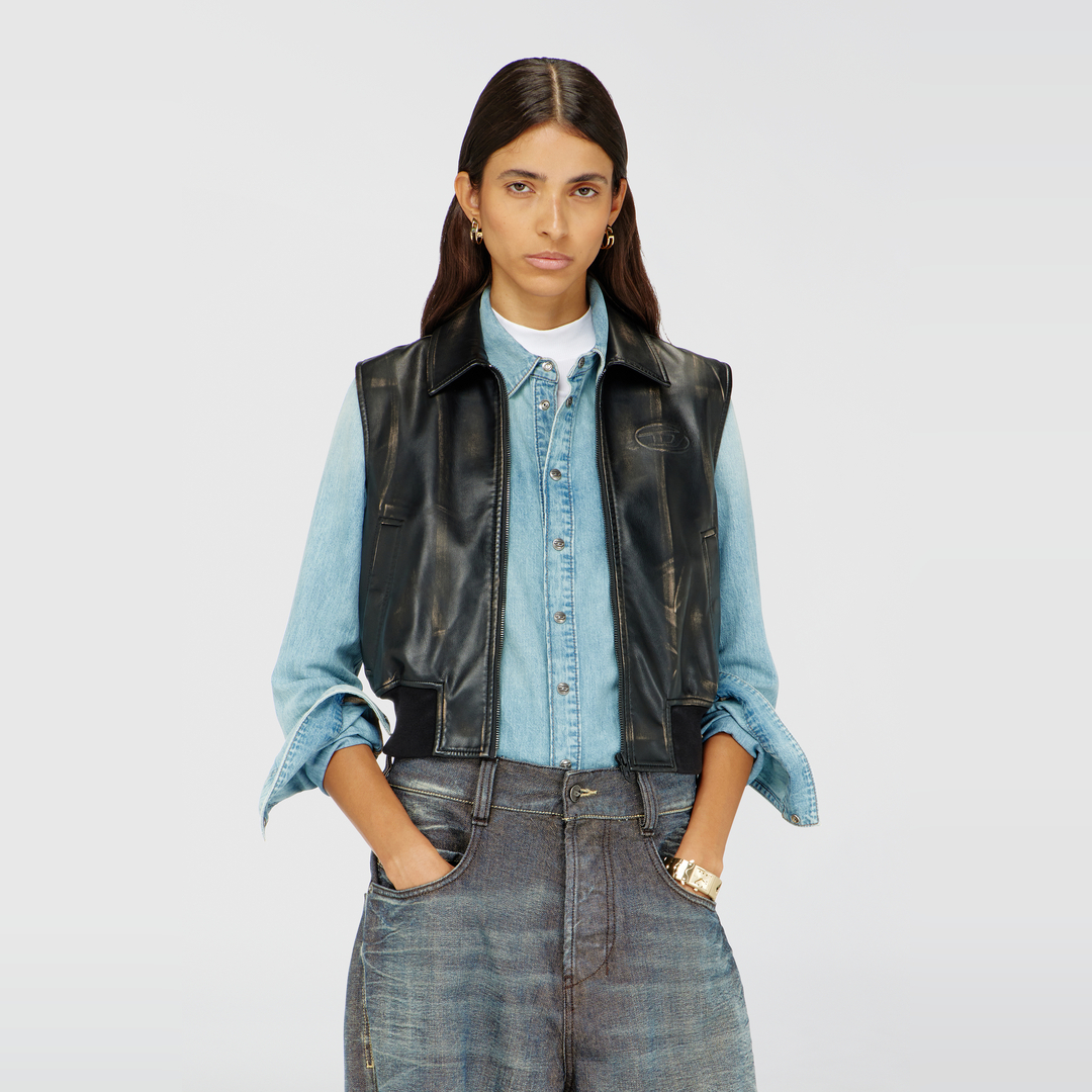 Diesel Marrone Donna - Gilet Bomber Con Effetto Distressed - Giacche Taglia 44 - Immagine 1