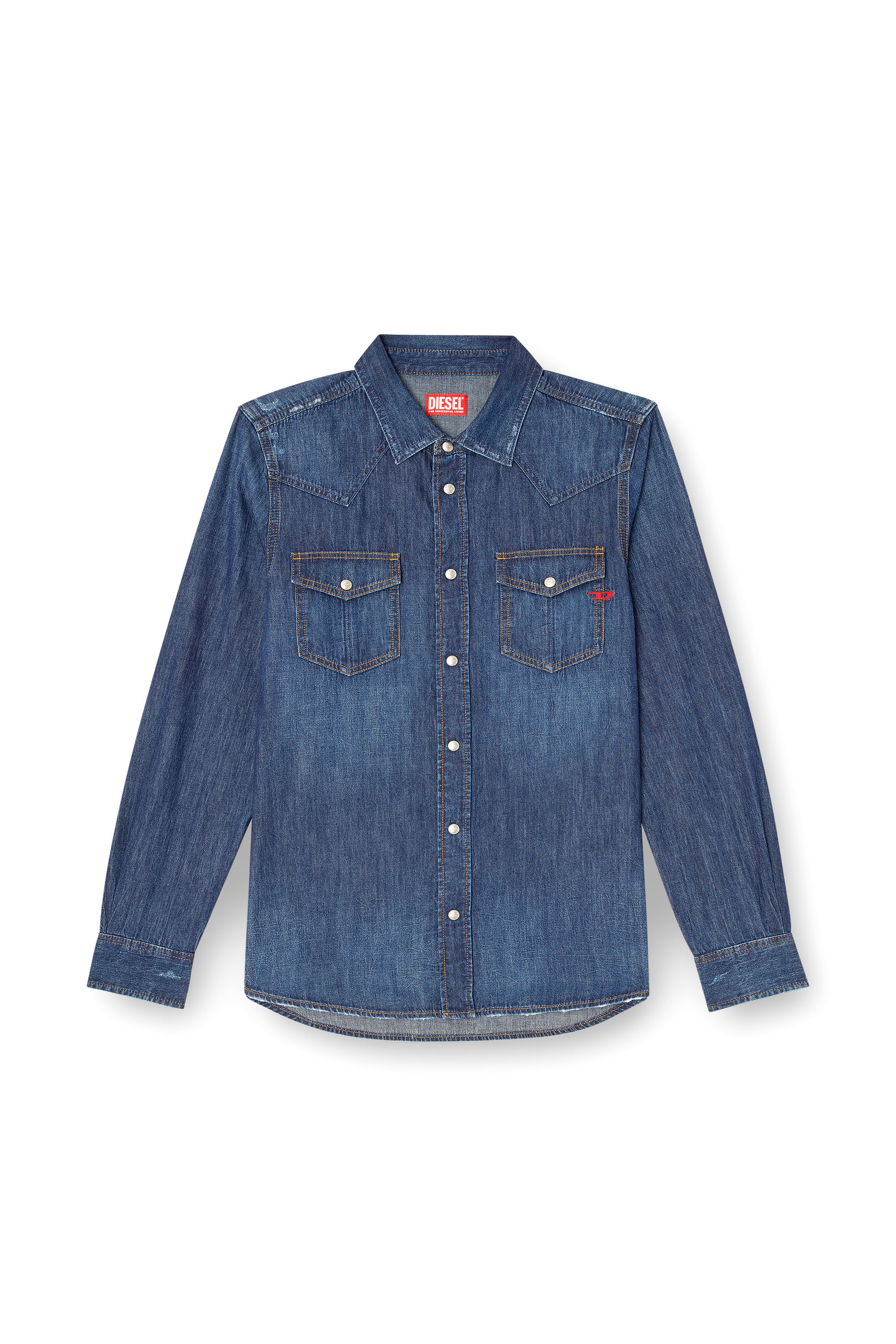 Diesel - D-VEGA, Man's Denim overshirt in Dark Blue - 3
