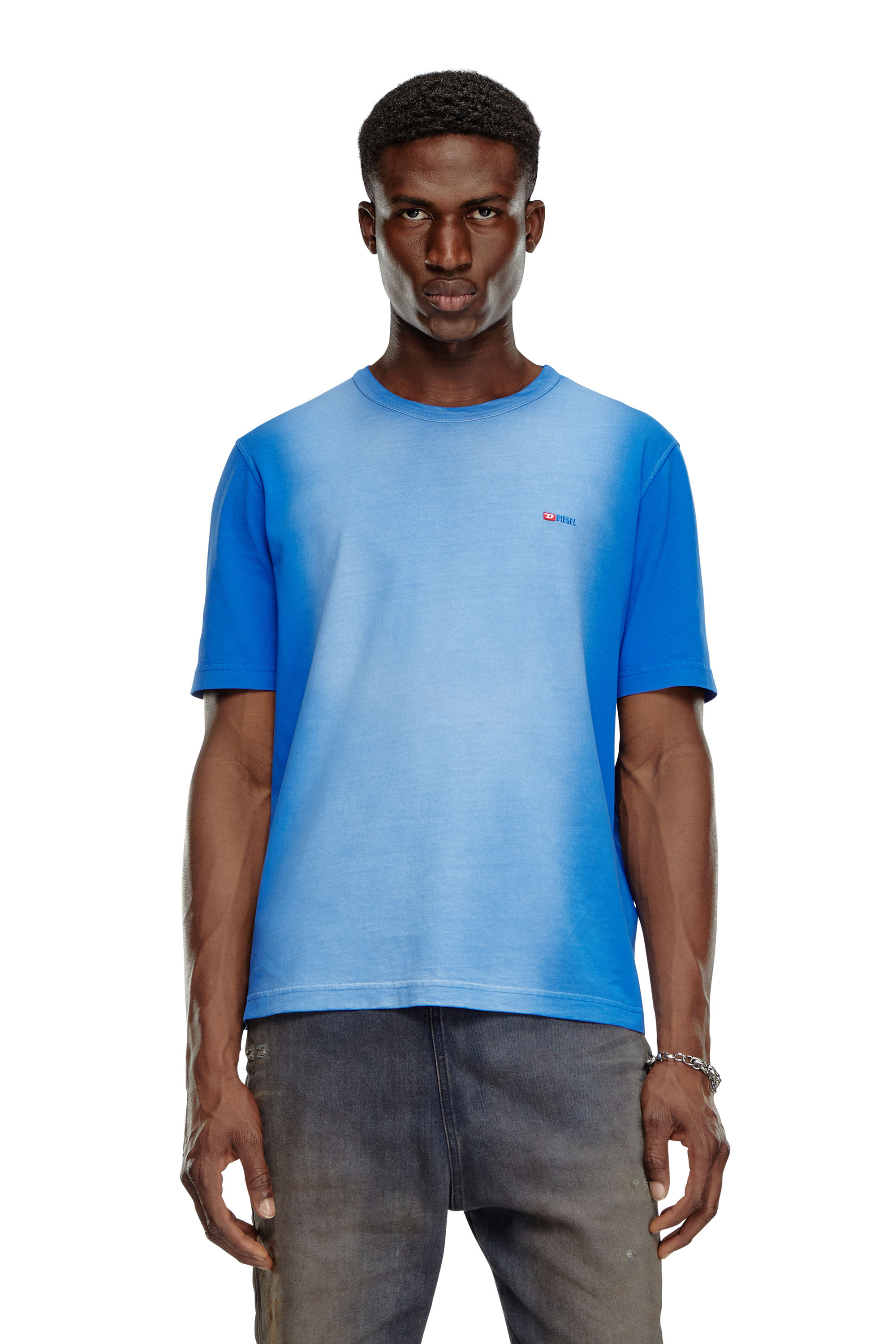 Diesel - T-shirt in jersey di cotone effetto spray - T-Shirts - Uomo - Blu