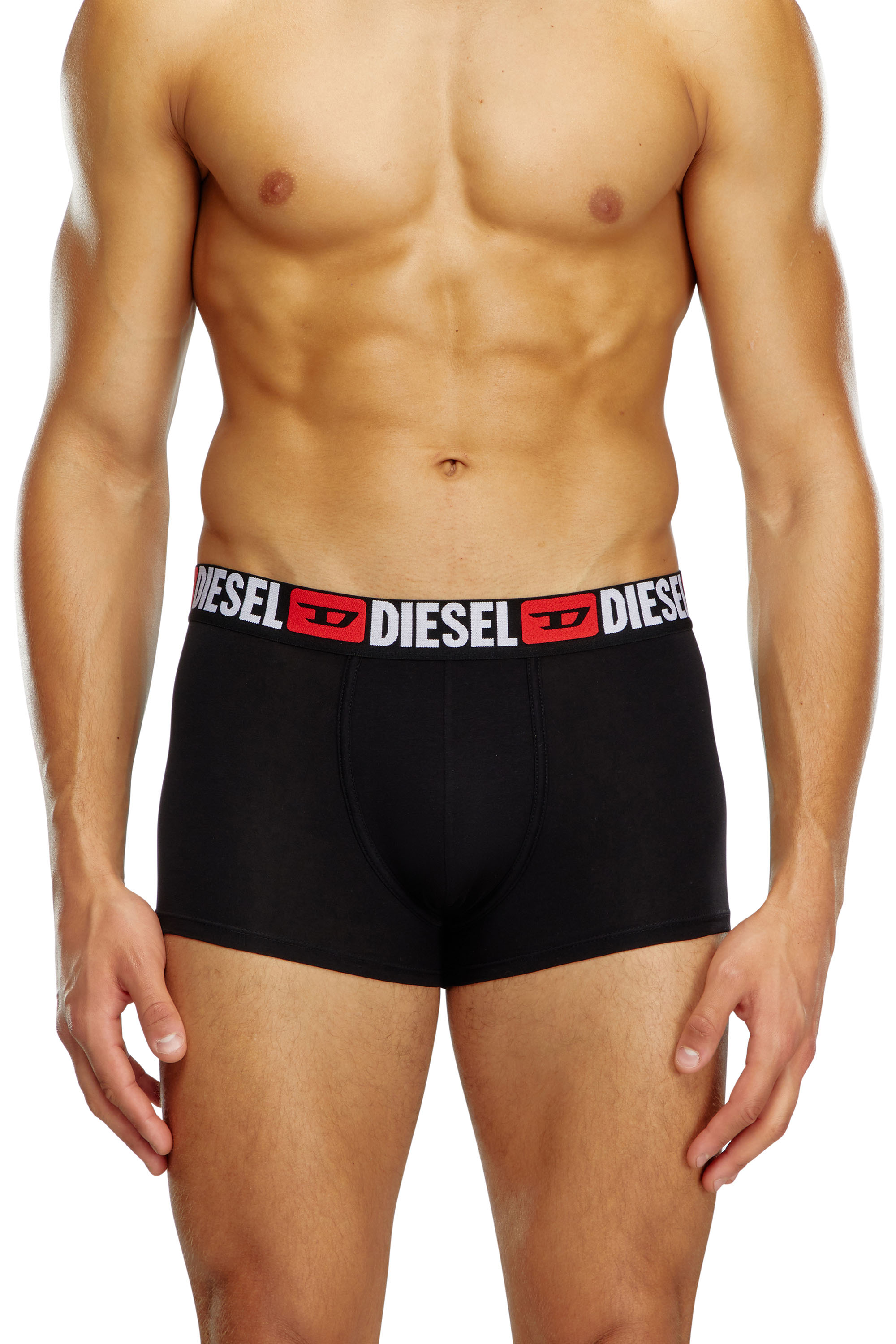 Diesel Three-pack Of All-over Logo Waist Boxers In Nero