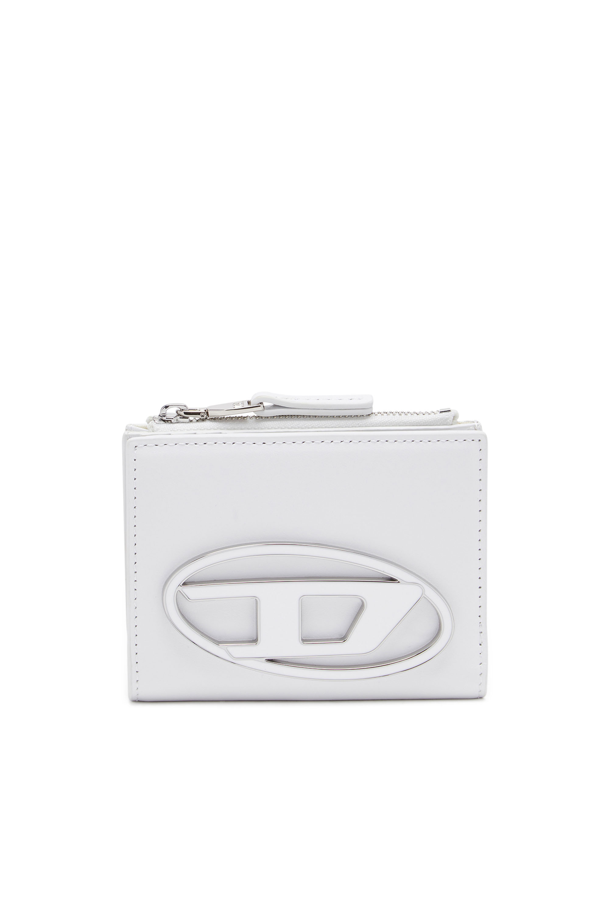 Diesel - Small leather wallet with logo plaque - Small Wallets - Woman - White