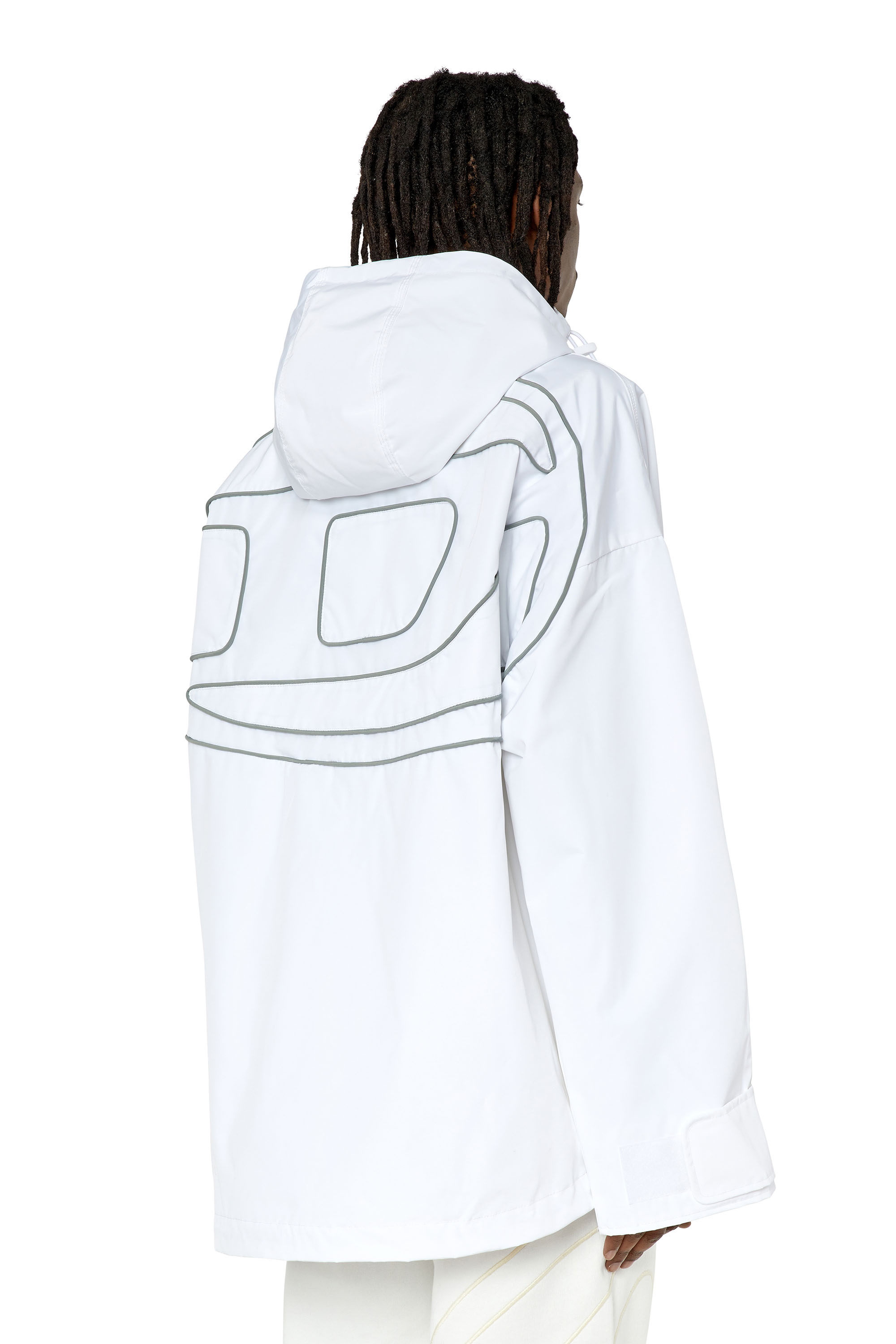 Diesel Hooded Jacket With Piped Logo In White