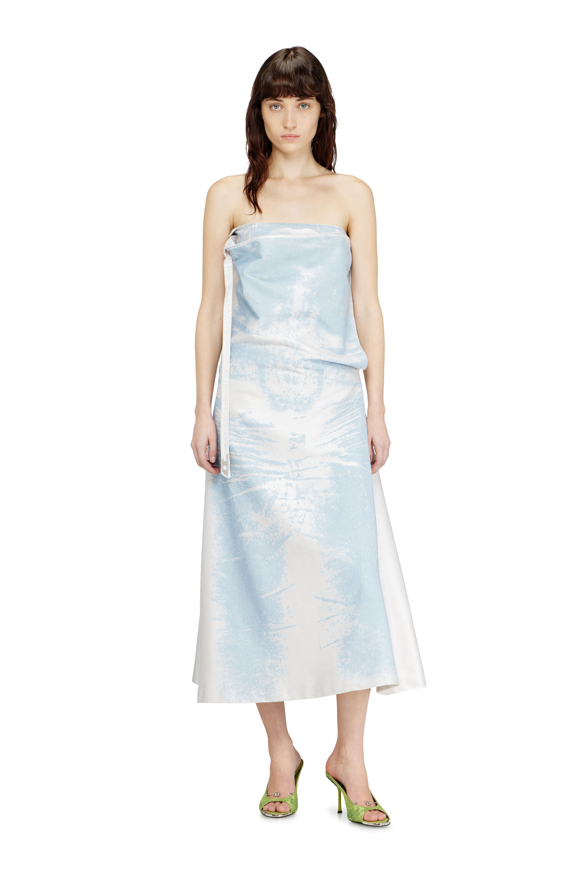 Diesel Women's Blue - Long Dress In Coloured Satin Denim - Dresses - Woman Medium