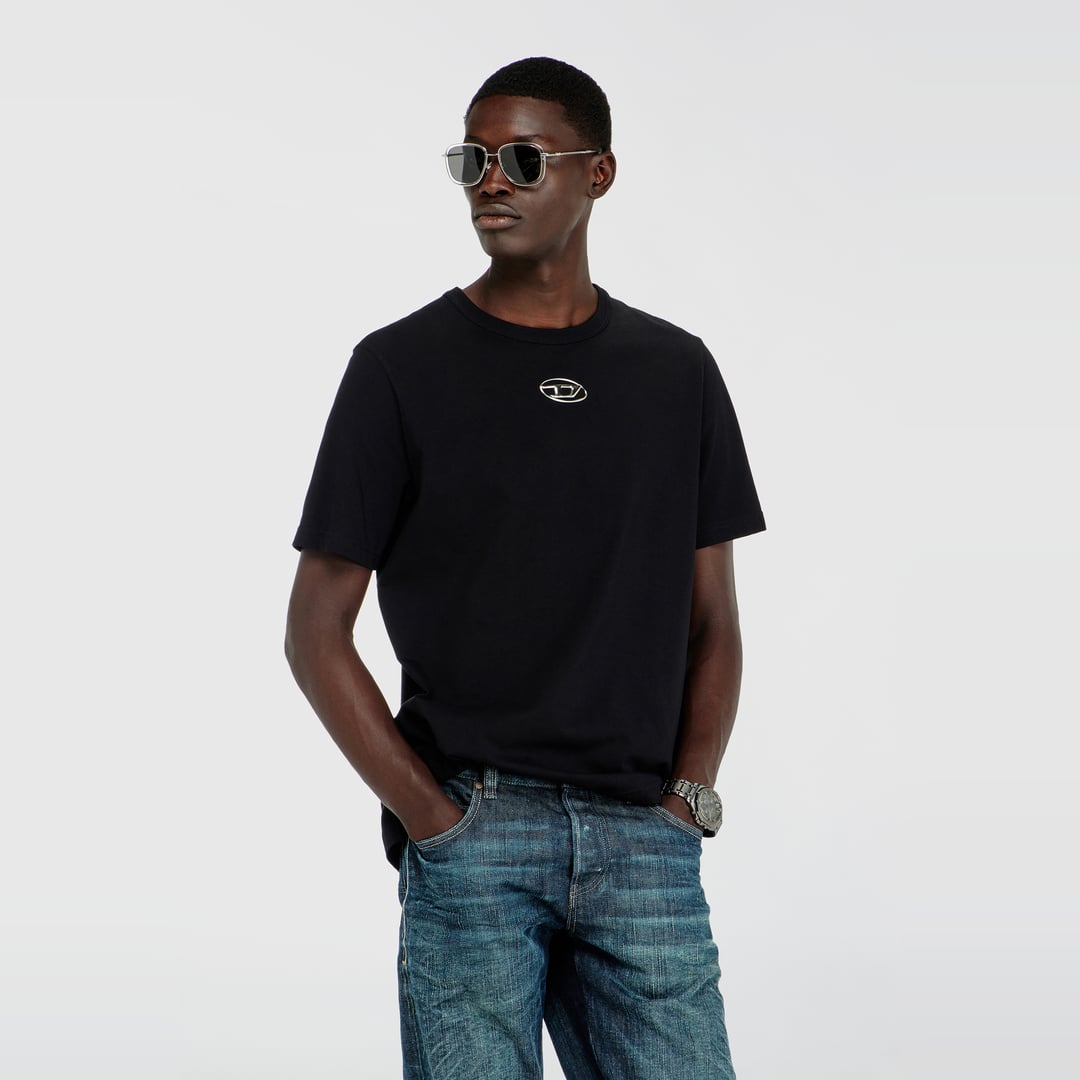 Diesel - T-shirt with metallic Oval D - T-Shirts - Man - Black
