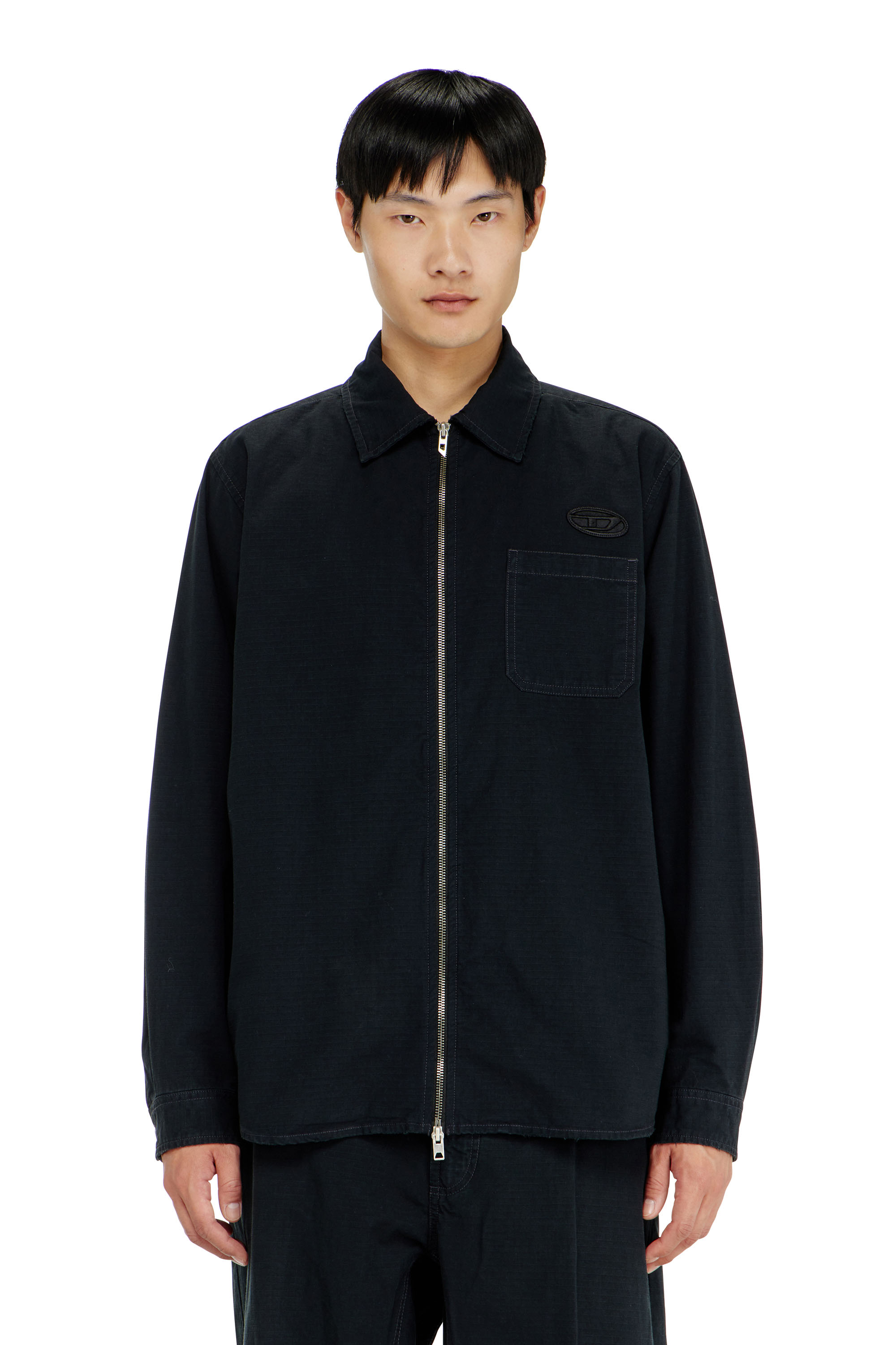 Diesel - Ripstop shirt with zip closure - Shirts - Man - Black