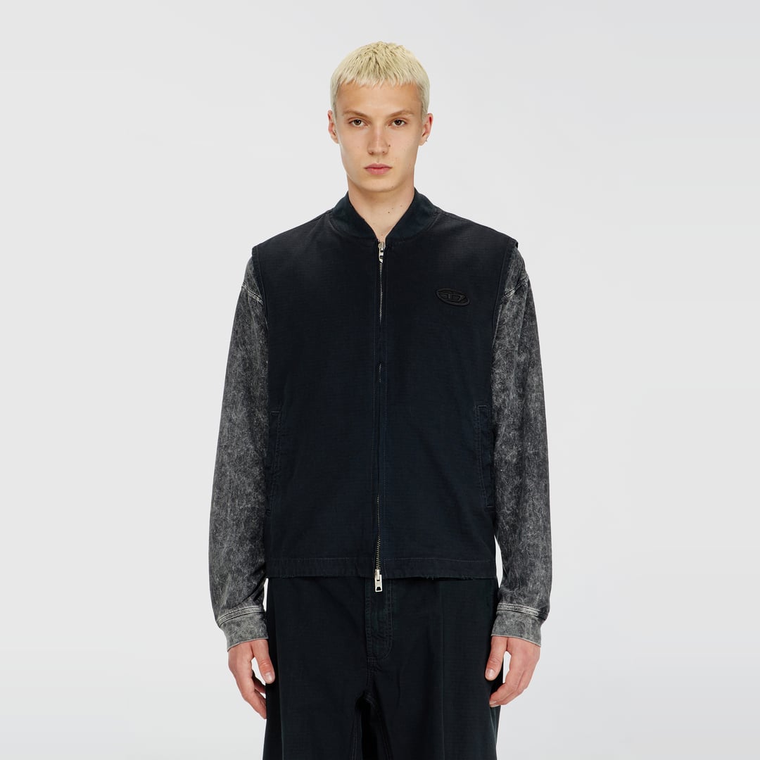 Diesel - Cotton ripstop vest with Oval D patch - Jackets - Man - Black