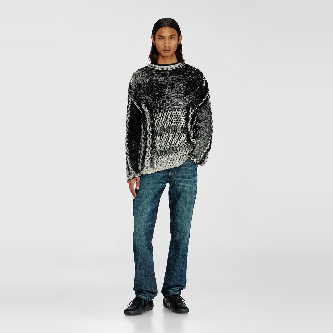 Diesel - Treated cable-knit jumper - Knitwear - Man - Multicolor