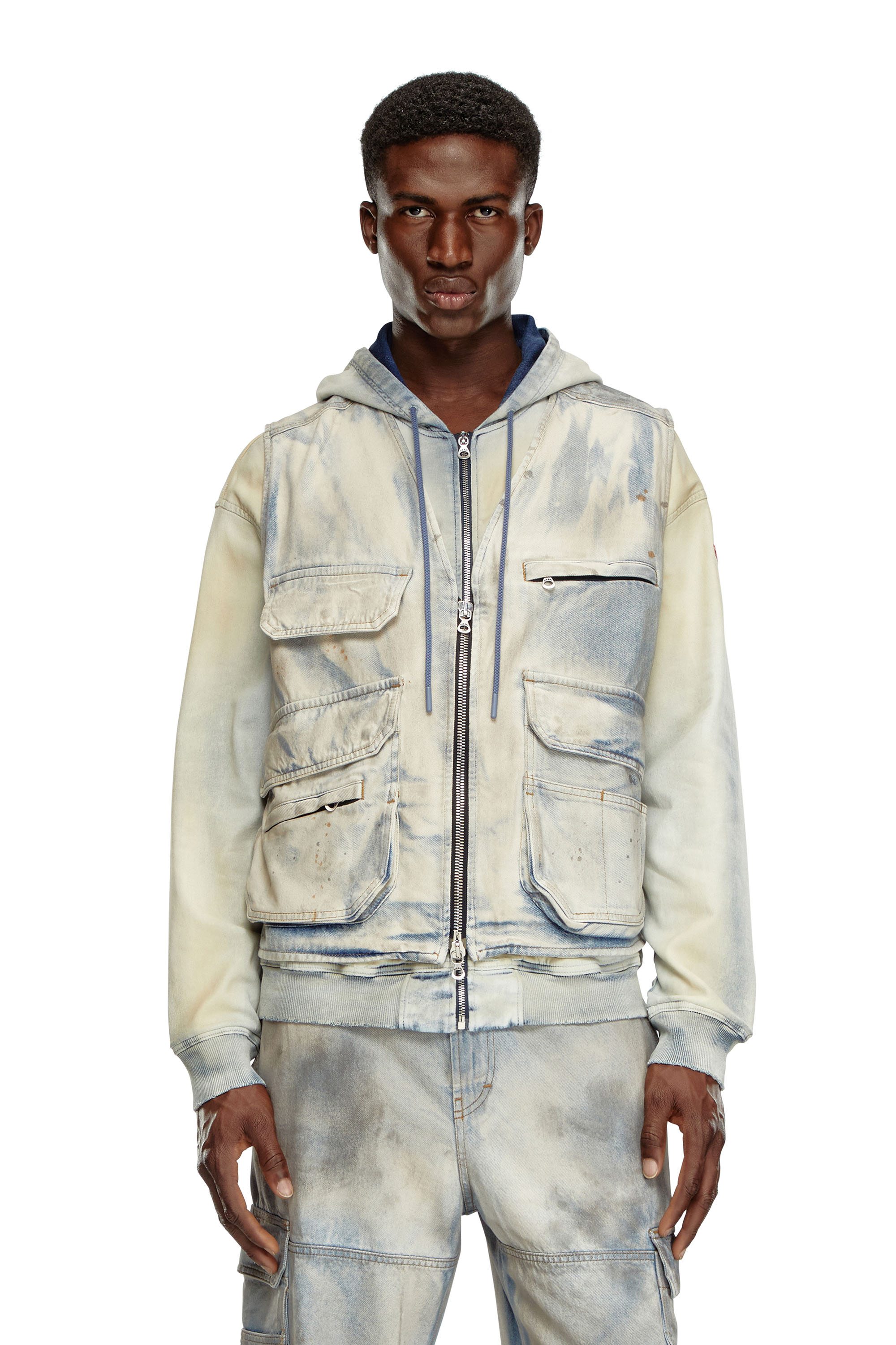 Shop Diesel Sleeveless Jacket In Solarised Denim In Multicolor