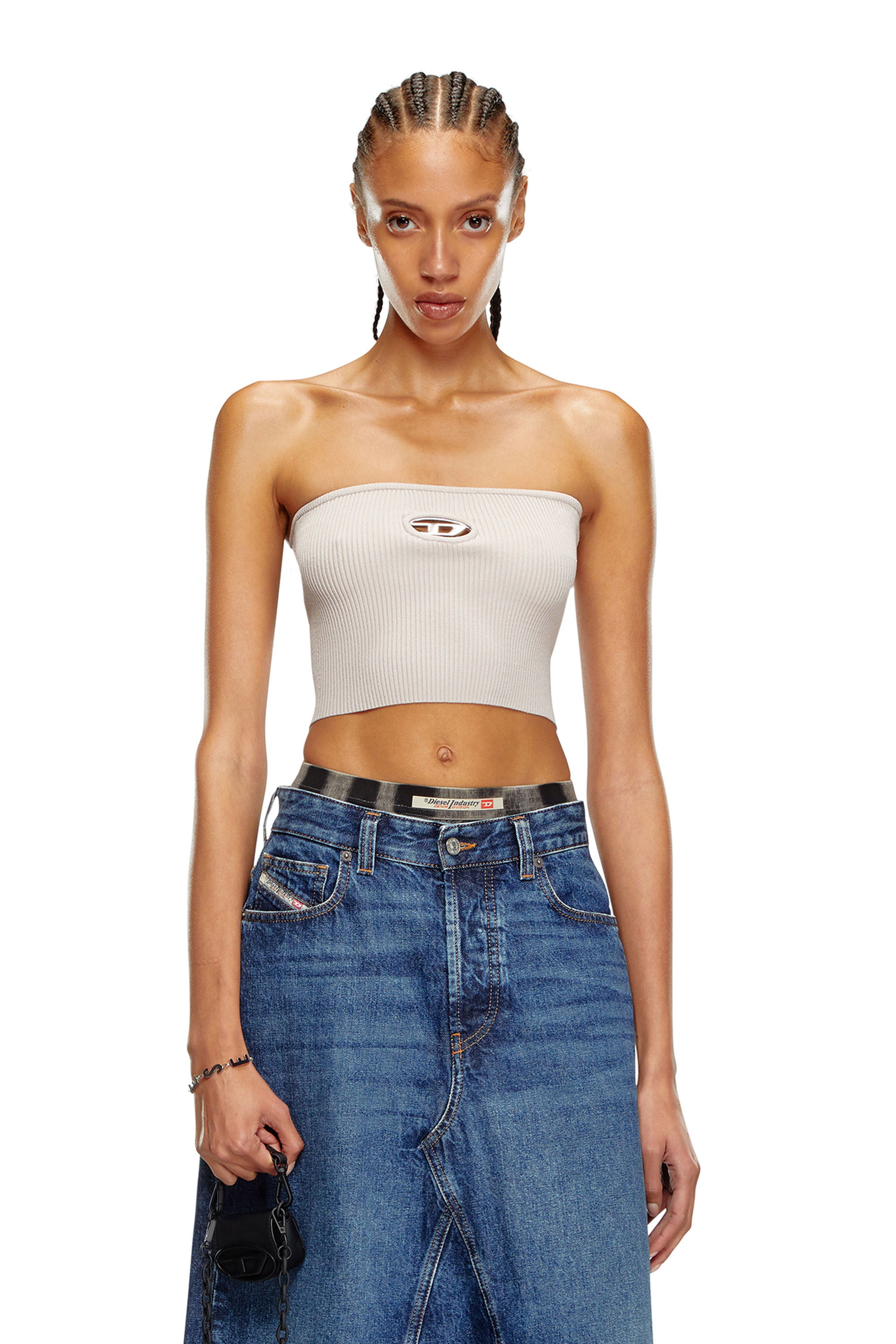 Diesel - Tube top with logo plaque - Tops - Woman - Grey