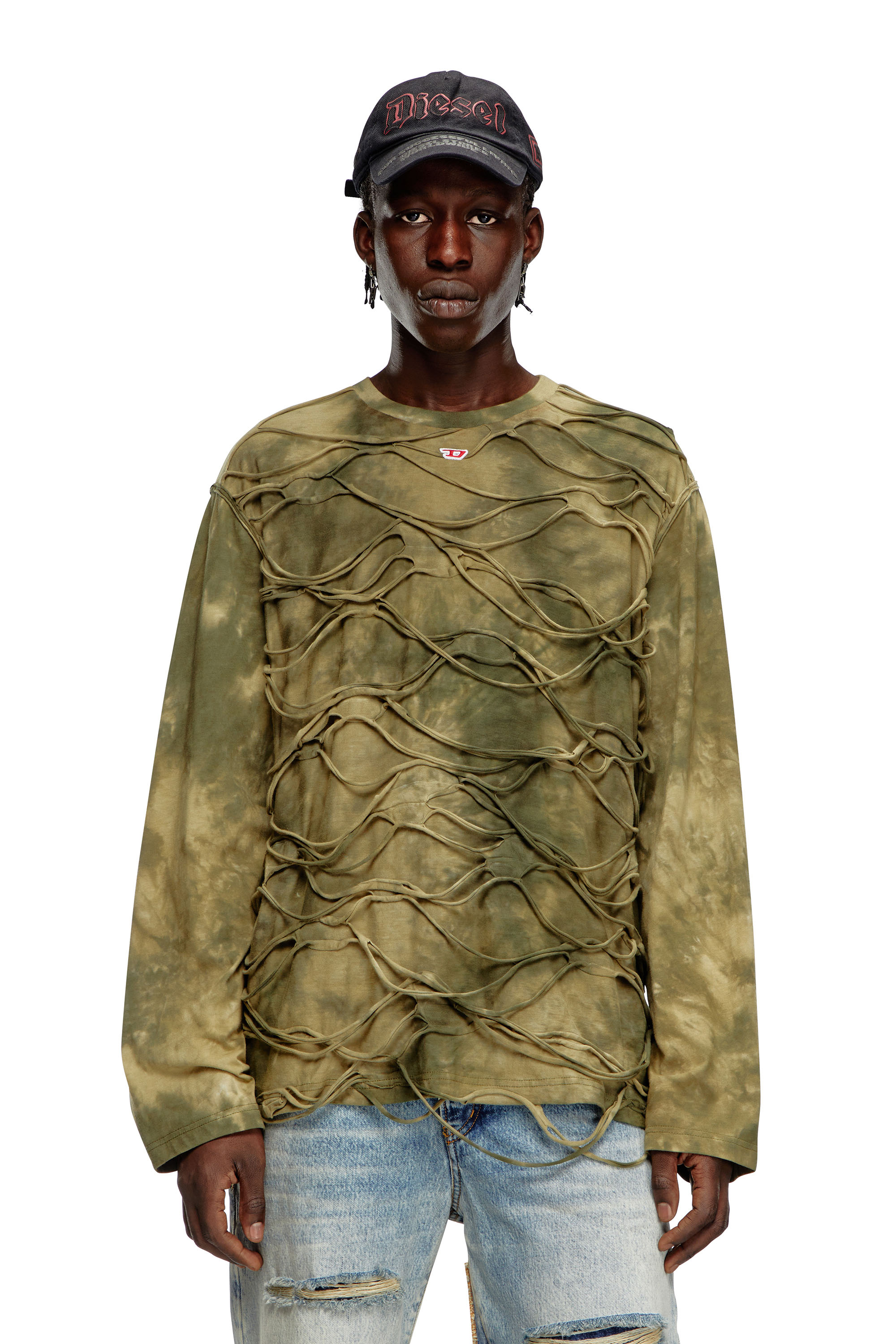 Shop Diesel Long-sleeve T-shirt With Floating Strands In Tobedefined