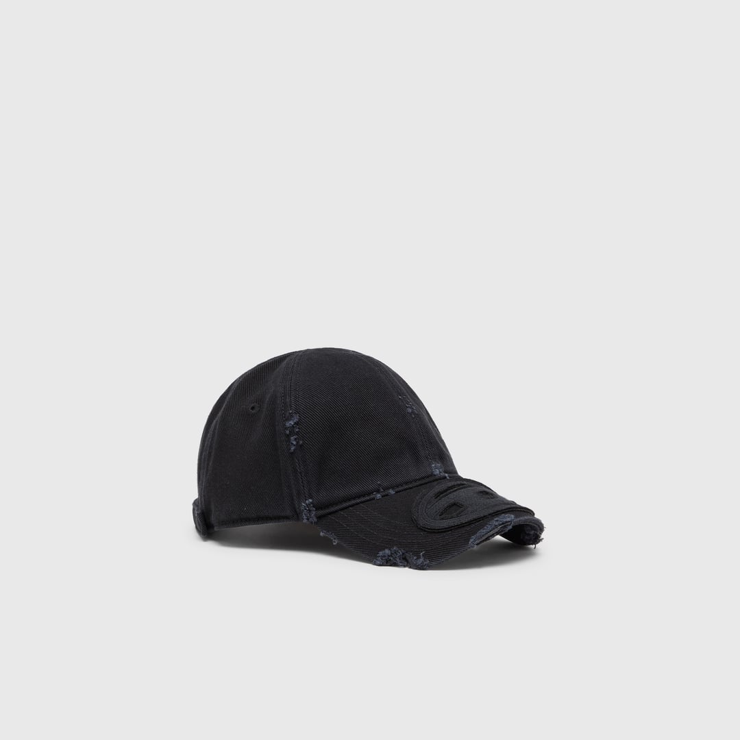 Diesel - Cotton twill cap with distressed details - Caps - Man - Black