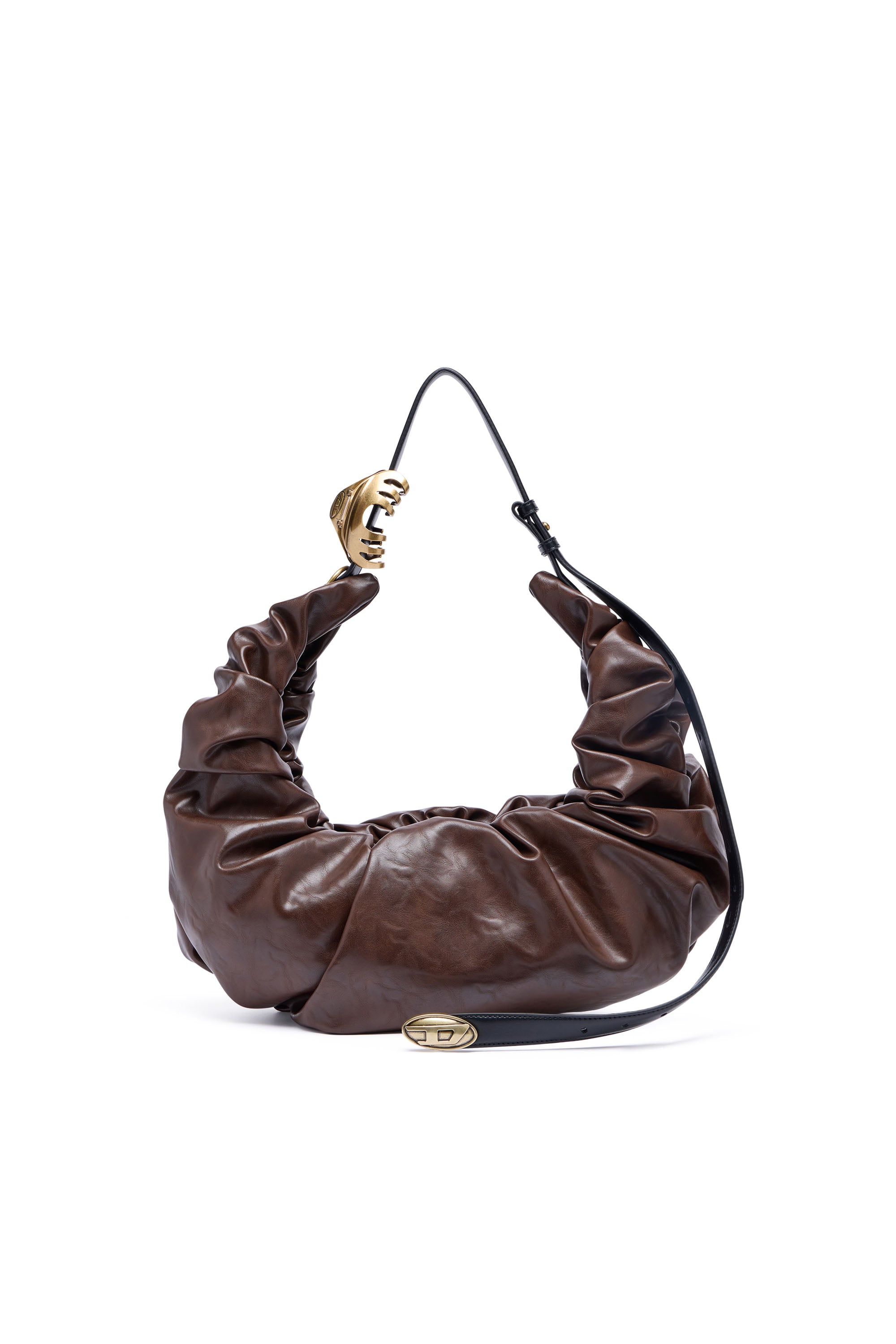 Diesel - Grab-D-Large scrunched hobo bag - Shoulder Bags - Woman - Brown