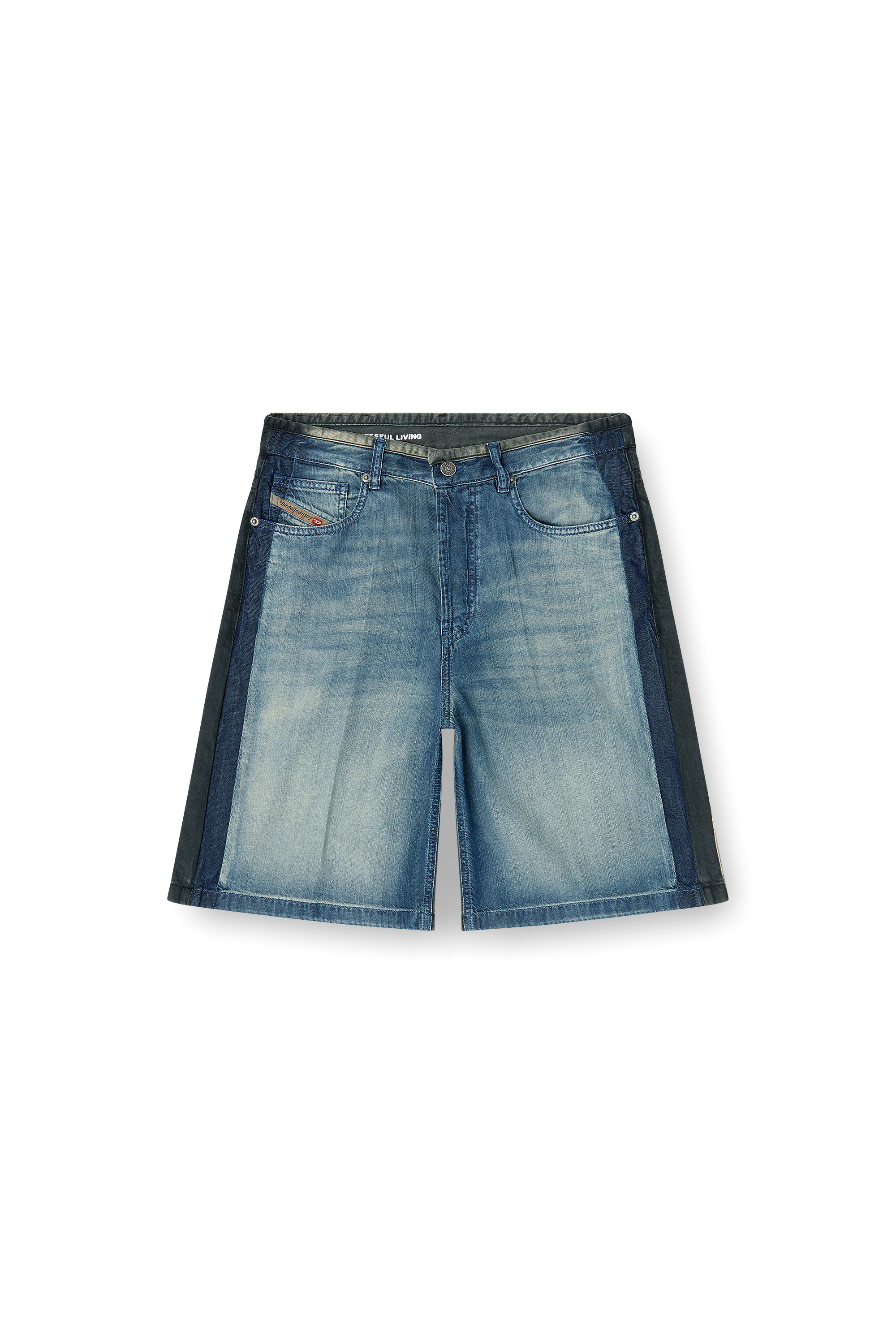 Diesel - DE-SIRE-SHORT-S1, Woman's Denim bermuda shorts in contrast washes in Blue - 4