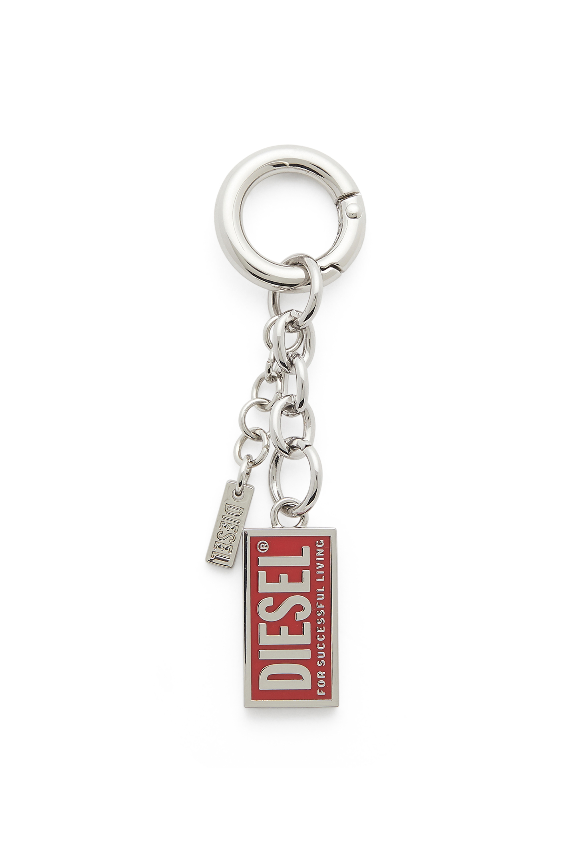 Diesel Women's Silver - Metal Keyring With Biscotto Logo Charm - Charms And Keyrings - Woman Uni