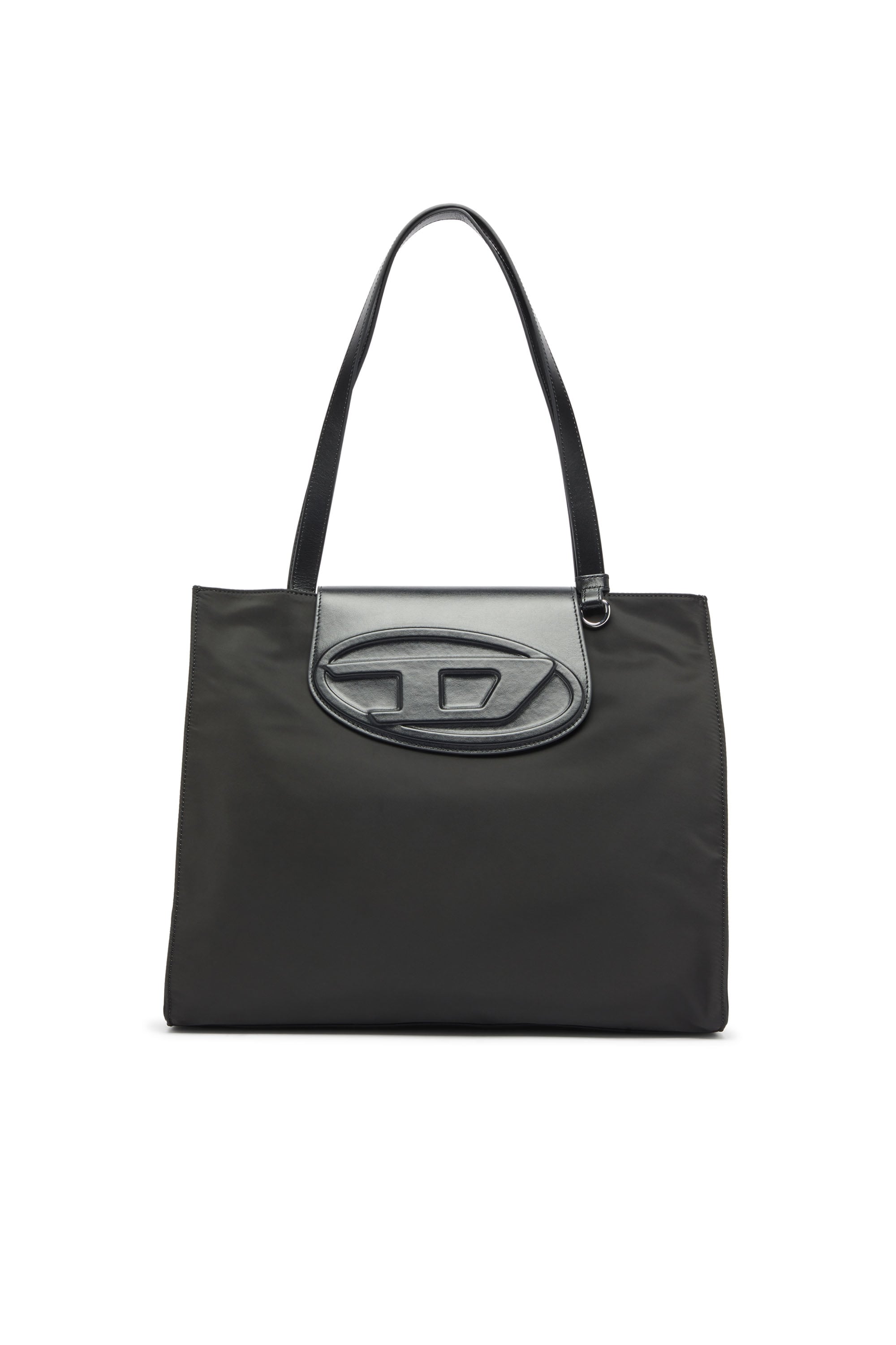Diesel - 1DR - Shopping bag in nylon with leather flap - Shopping Bags - Unisex - Black