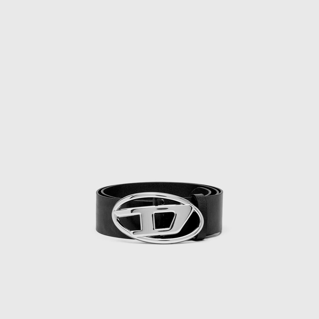 Diesel - 3.9cm leather belt with shiny Oval D logo buckle - Belts - Woman - Black