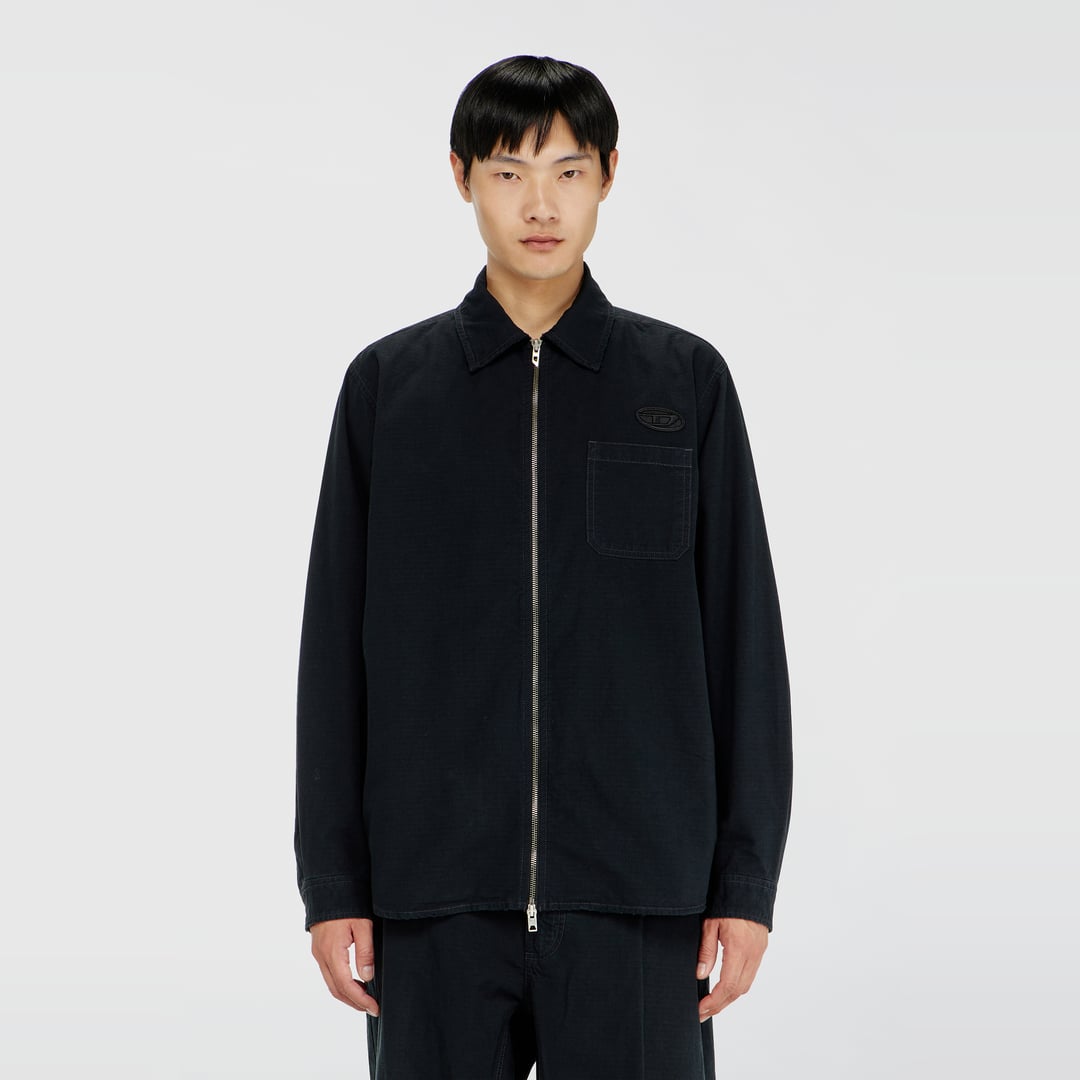Diesel - Ripstop shirt with zip closure - Shirts - Man - Black