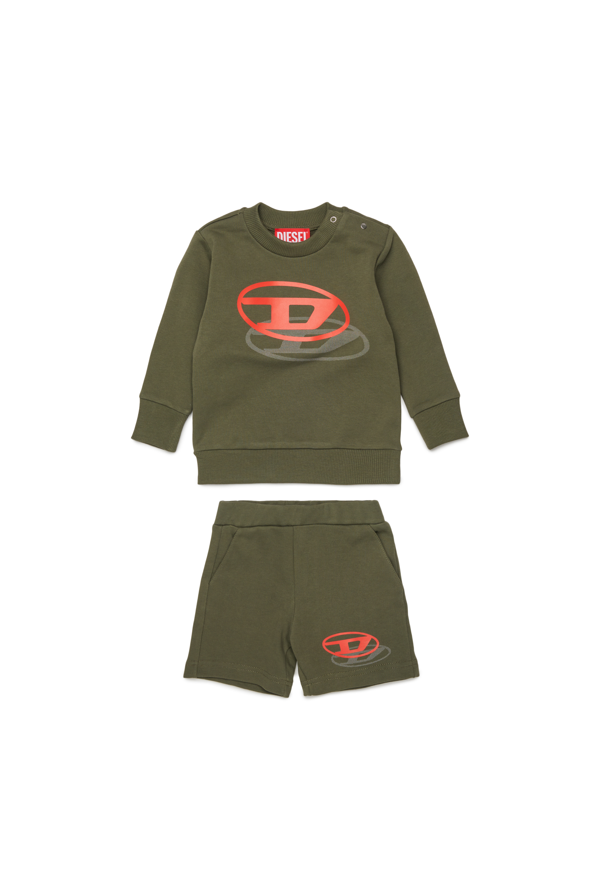 Diesel Boys Green - Sweat Set With Shadow Logo Print - Jumpsuits - Man Size 18-24 Kids