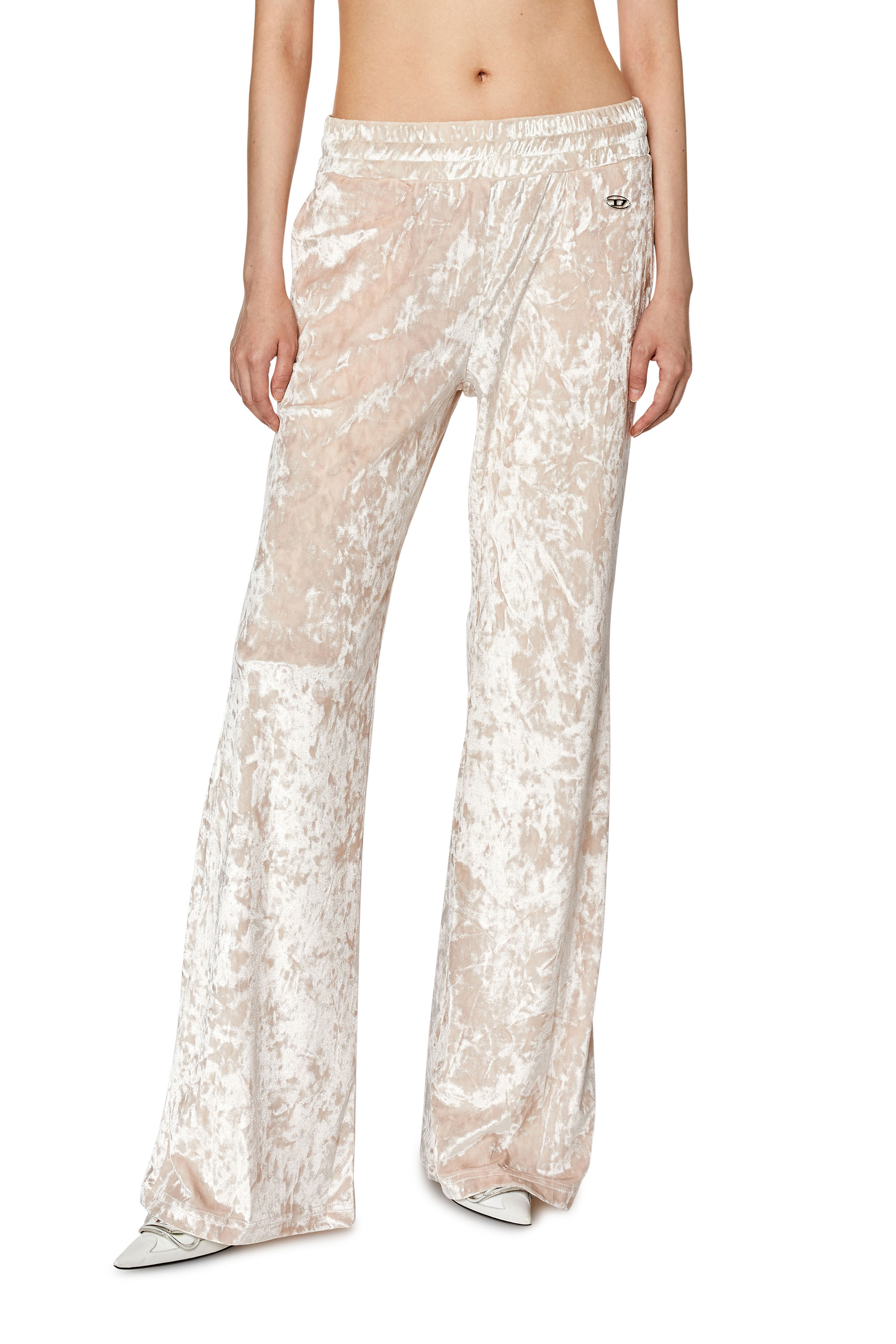 Diesel - Elasticated pants in stretch chenille - Pants - Woman - White