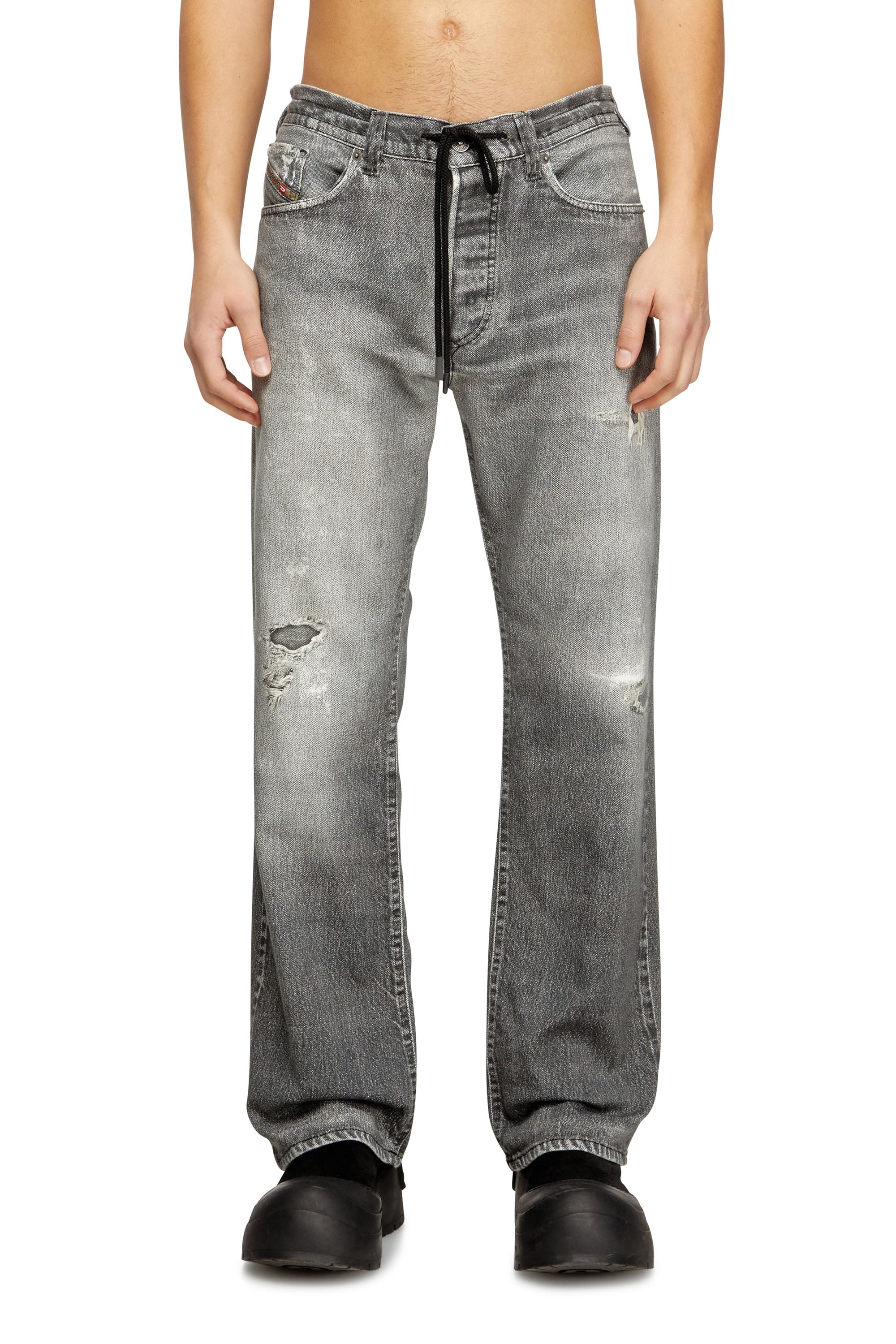 Diesel Men's Grey Relaxed Regular Waist 2080 D-Reel Joggjeans, Zip Fly Size 34