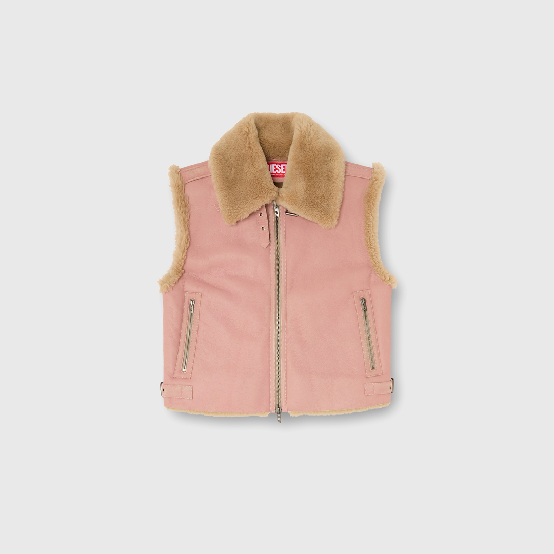 Diesel - Gilet en cuir shearling - Vestes de cuir - Homme - Rose