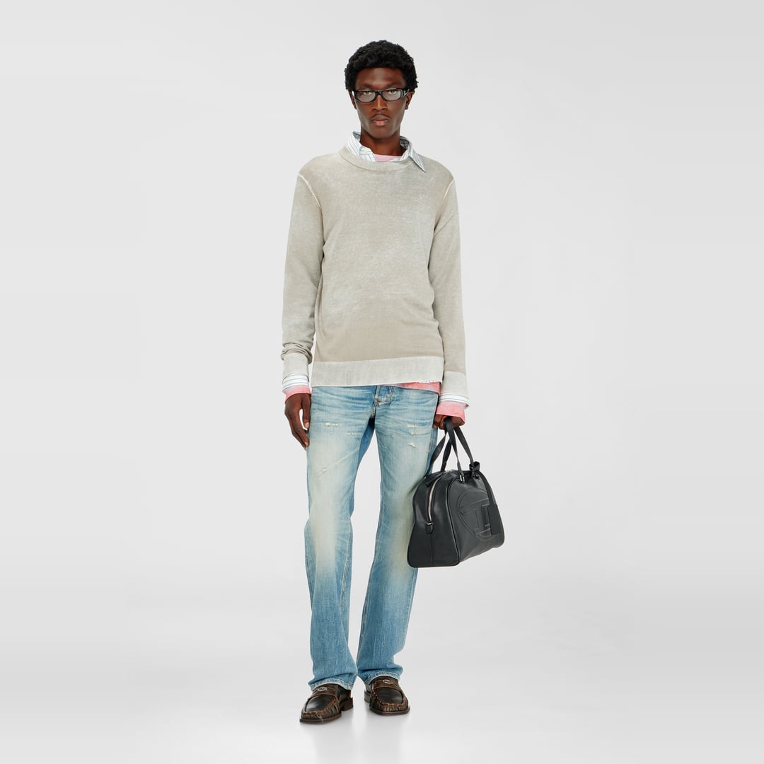 Diesel - Jumper with faded reverse print - Knitwear - Man - Grey