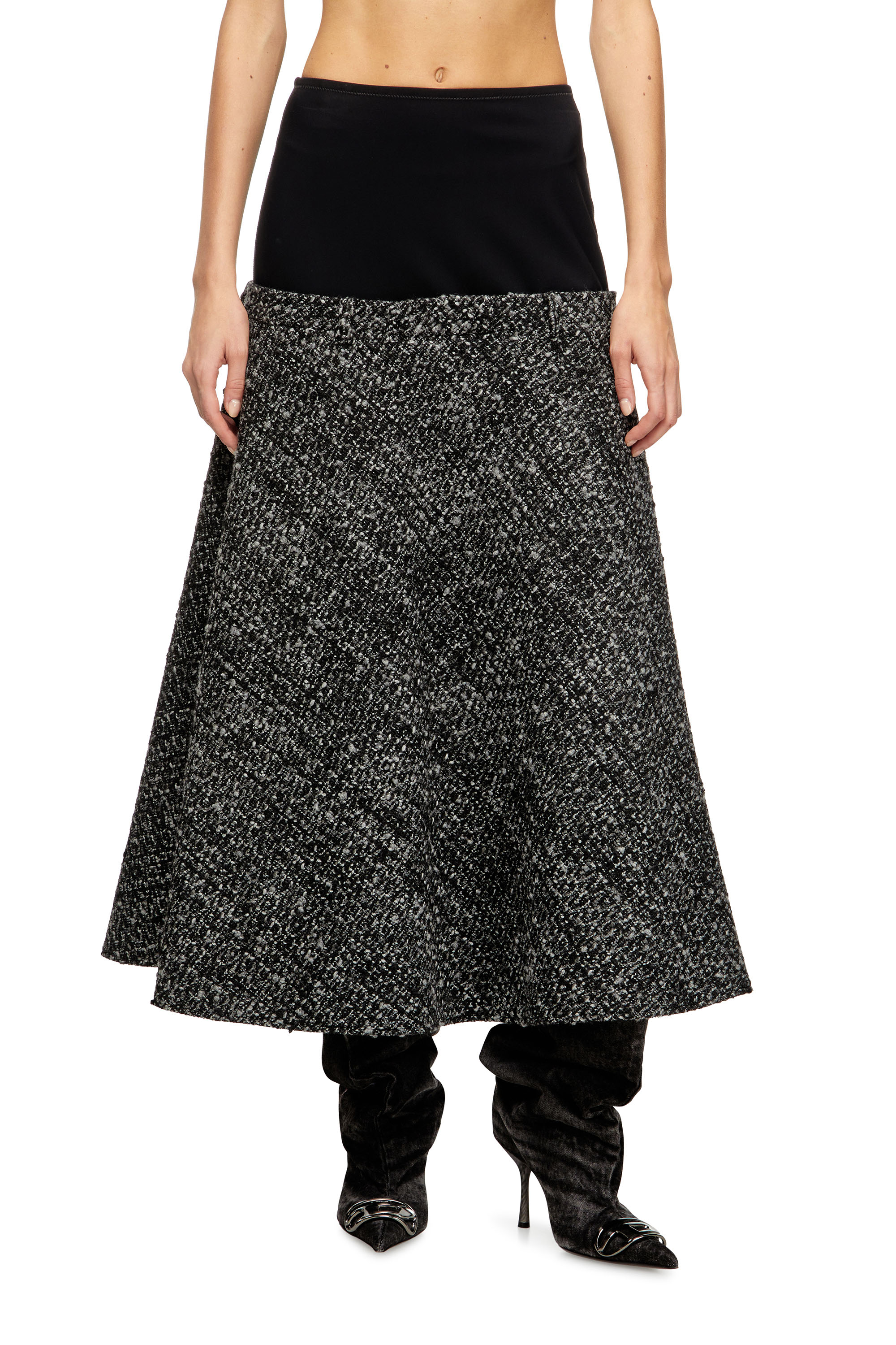 Diesel Panelled High-waisted Midi Skirt In Animal Print