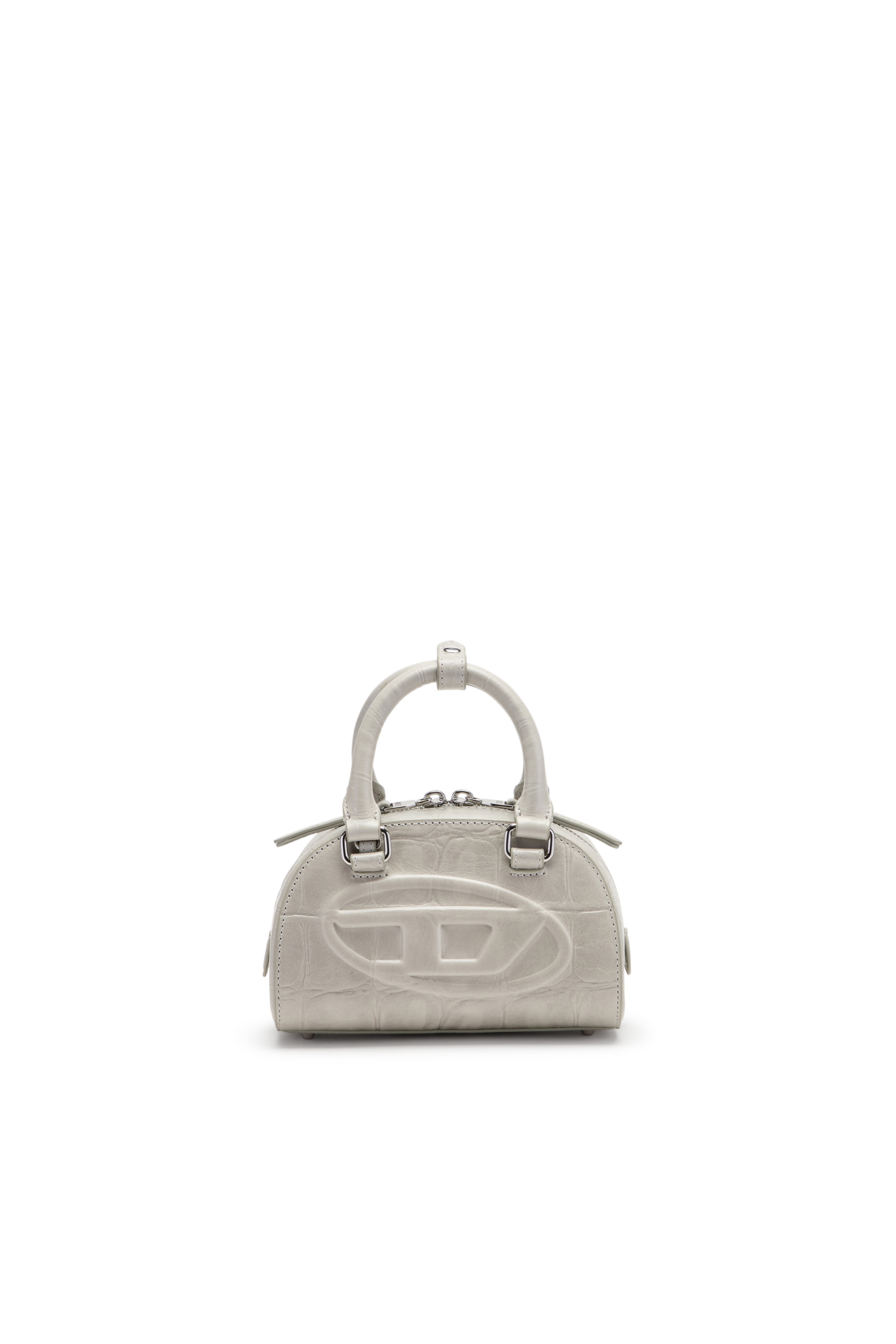Diesel Mulher Cinza - 1Dr Dome-Mini Bowling Bag In Croc-Effect Leather - Crossbody Bags - Woman Uni