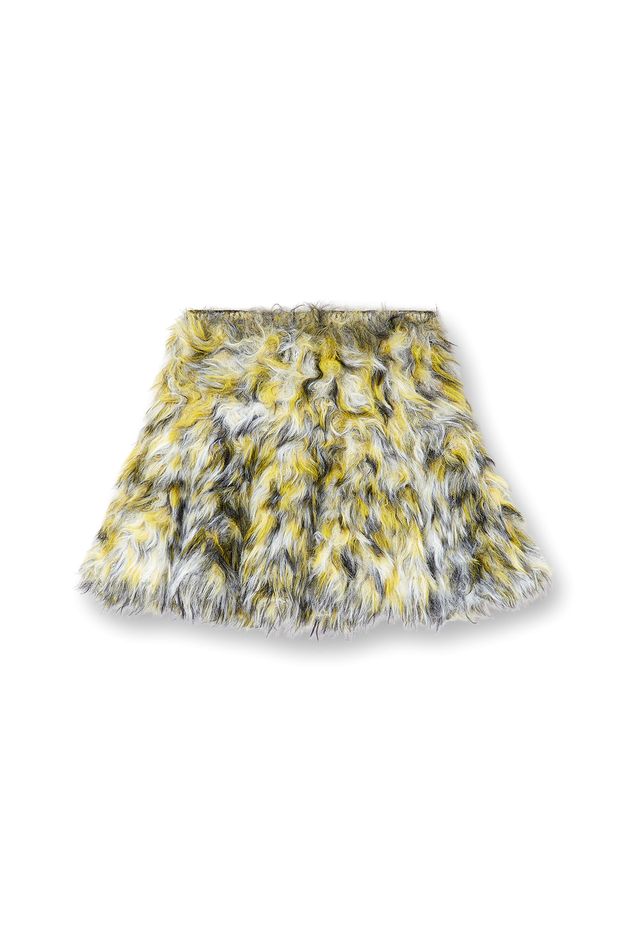 Diesel - M-ASTRELLA, Woman's Mini skirt in fluffy jacquard knit in Black/Yellow - 3