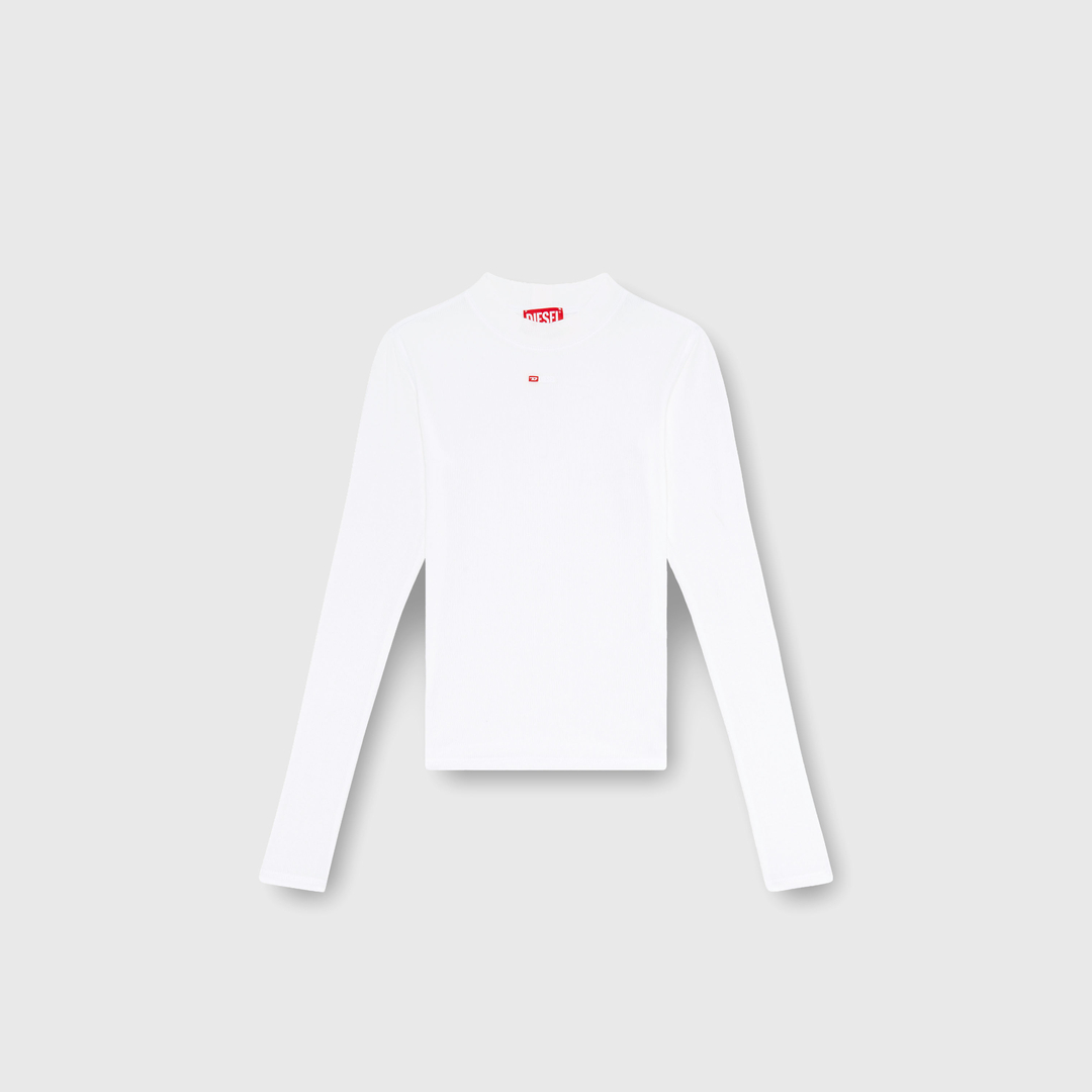 Diesel - Top côtelé avec col montant - T-Shirts - Femme - Blanc