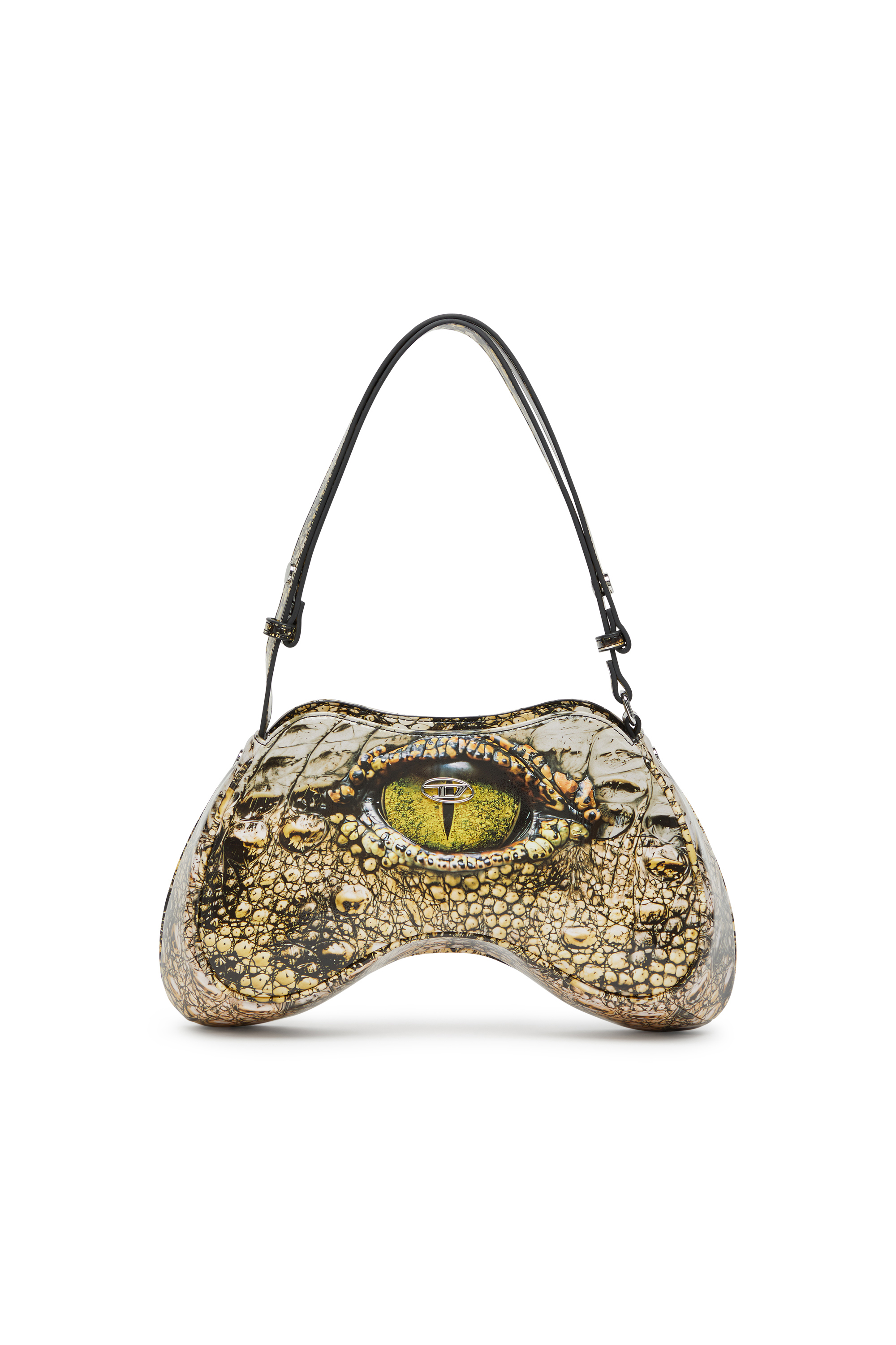 Diesel - PLAY SHOULDER, Woman's Play-Glossy shoulder bag with print in Yellow - 1