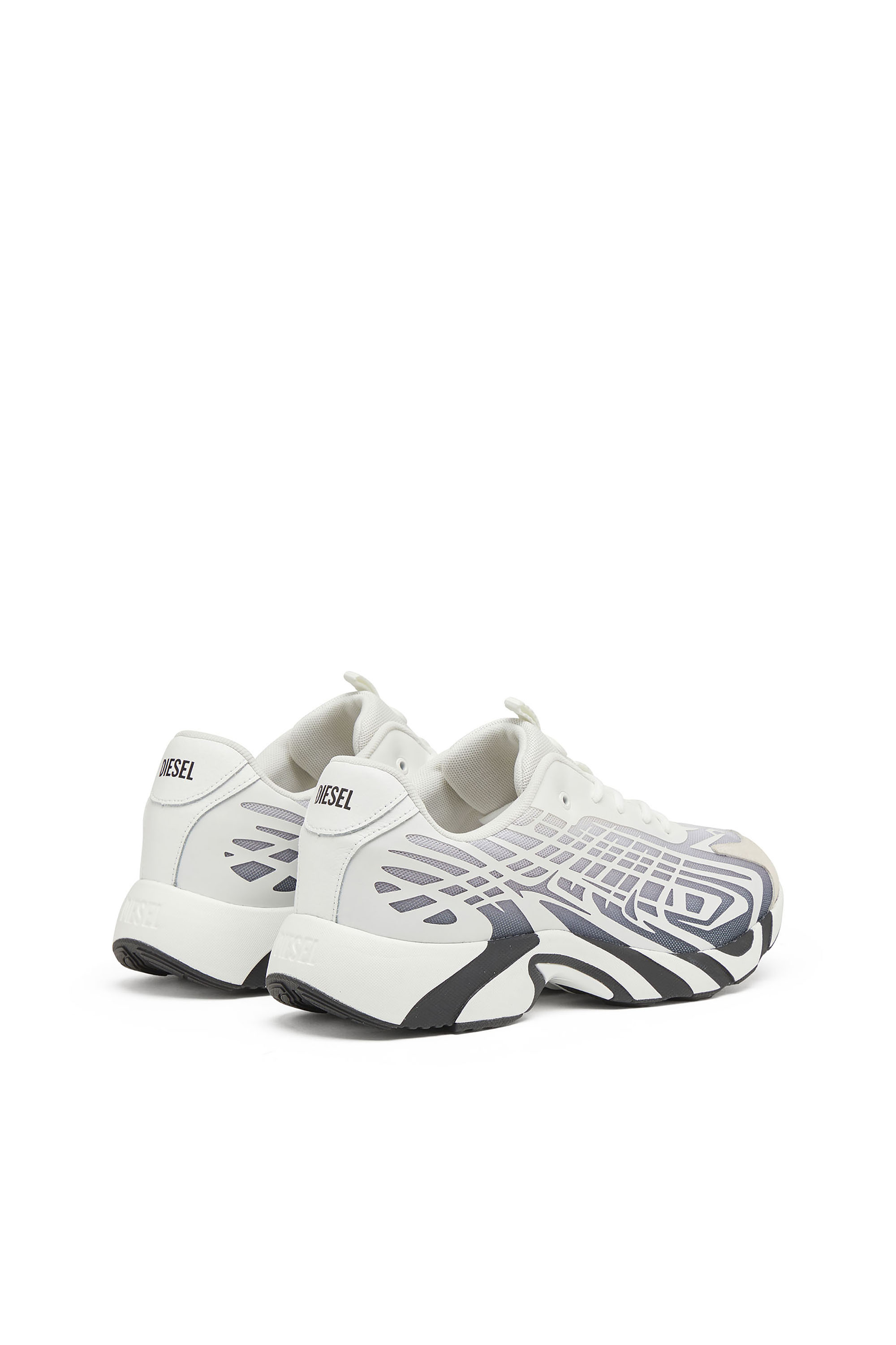 Diesel - S-D-VIT'S 500 LOW, Man's D-Vit-Sneakers in striped d&eacute;grad&eacute; mesh in White/Grey - 4