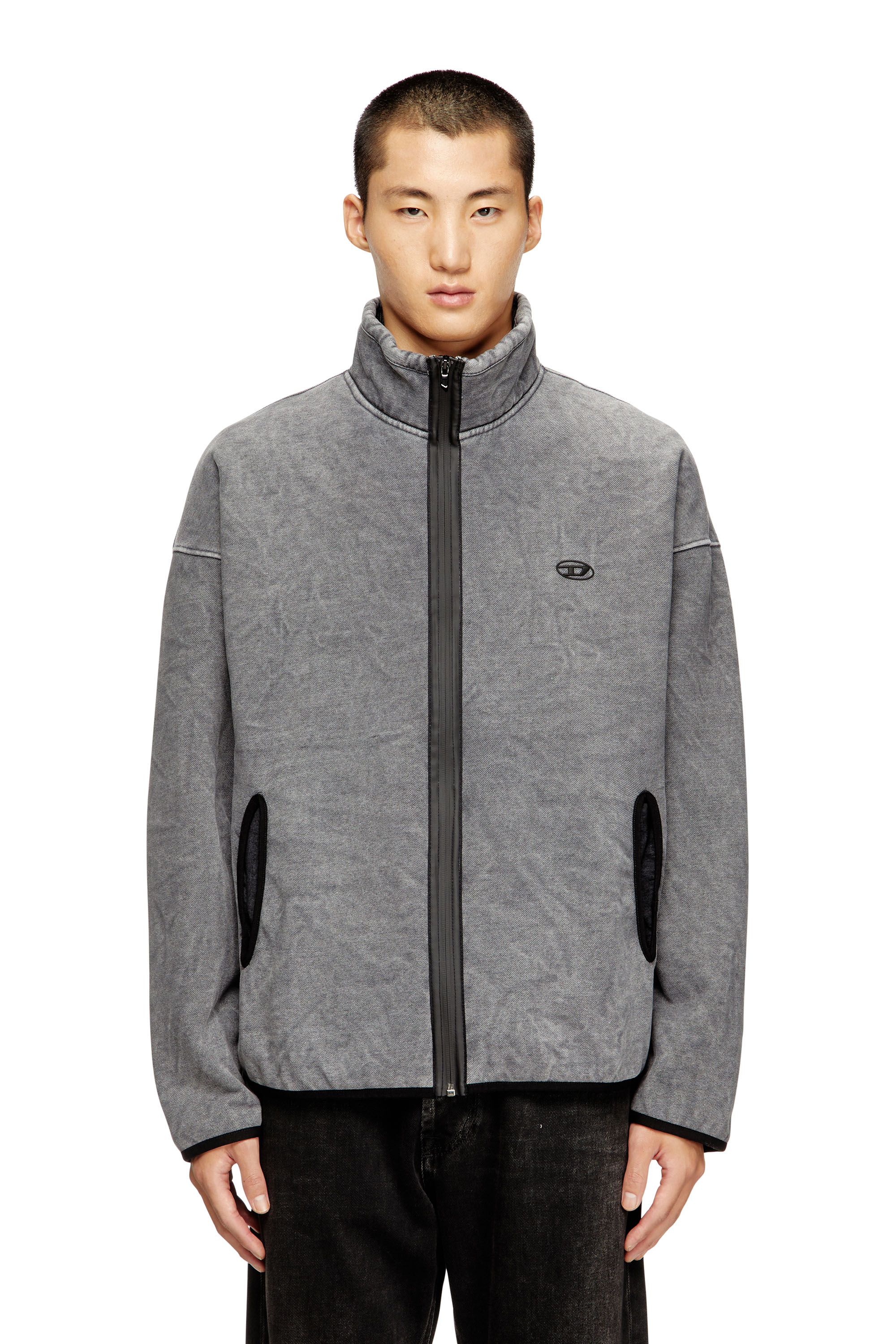 Diesel Zip-up Sweatshirt With Inner Lining In Gray