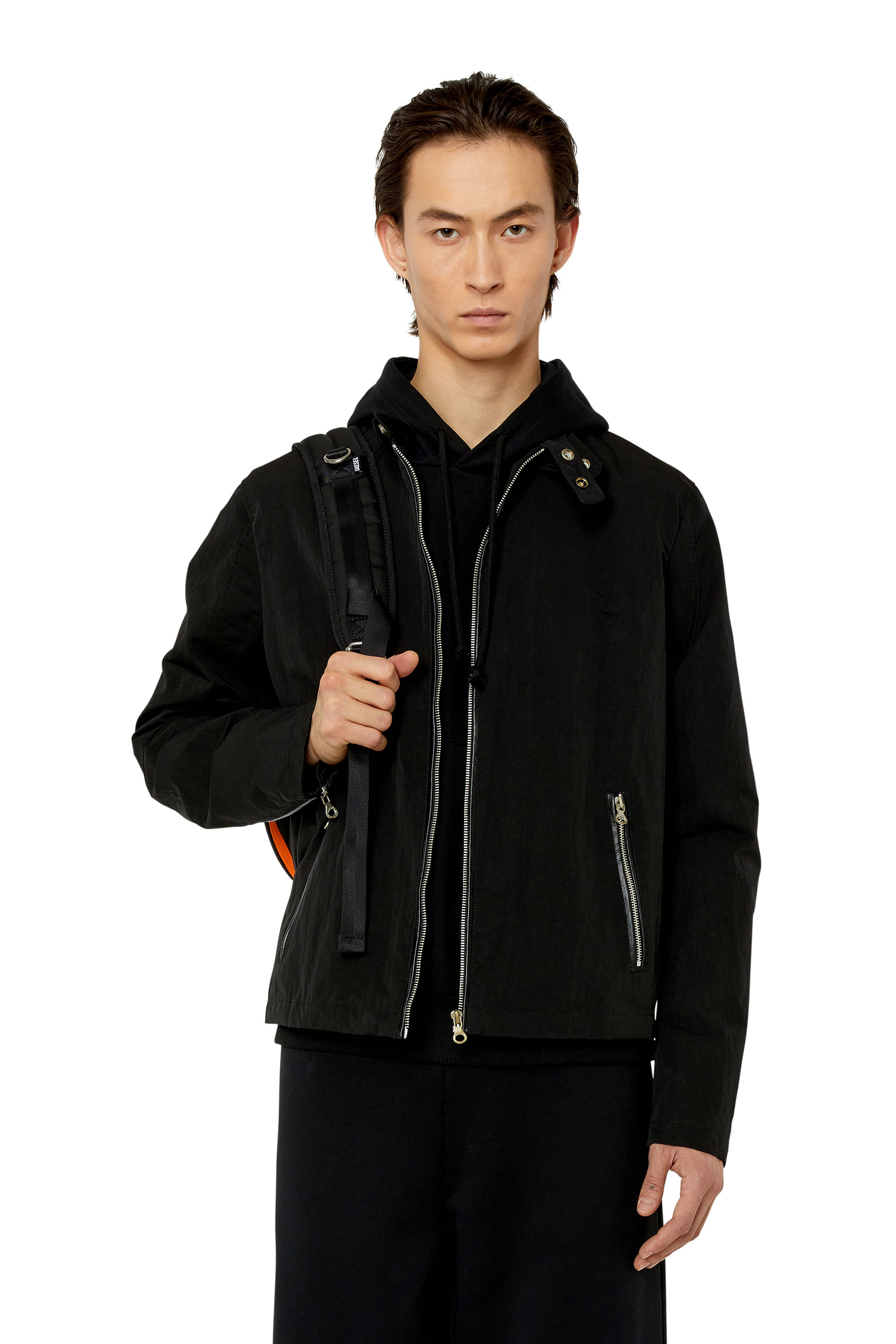 Diesel - Biker jacket in textured technical canvas - Jackets - Man - Black
