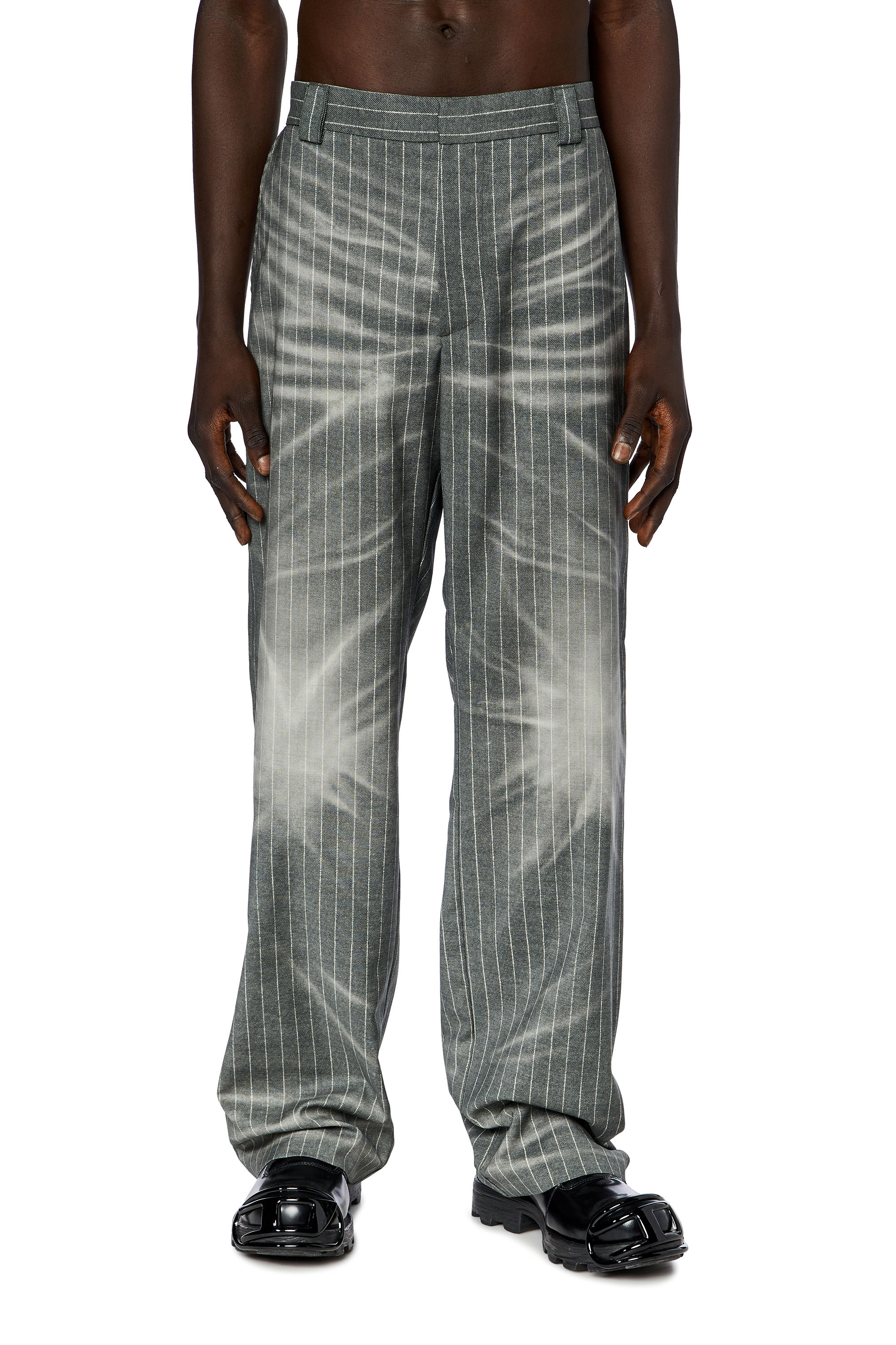 Diesel - Printed pinstripe pants in virgin wool - Pants - Man - Grey
