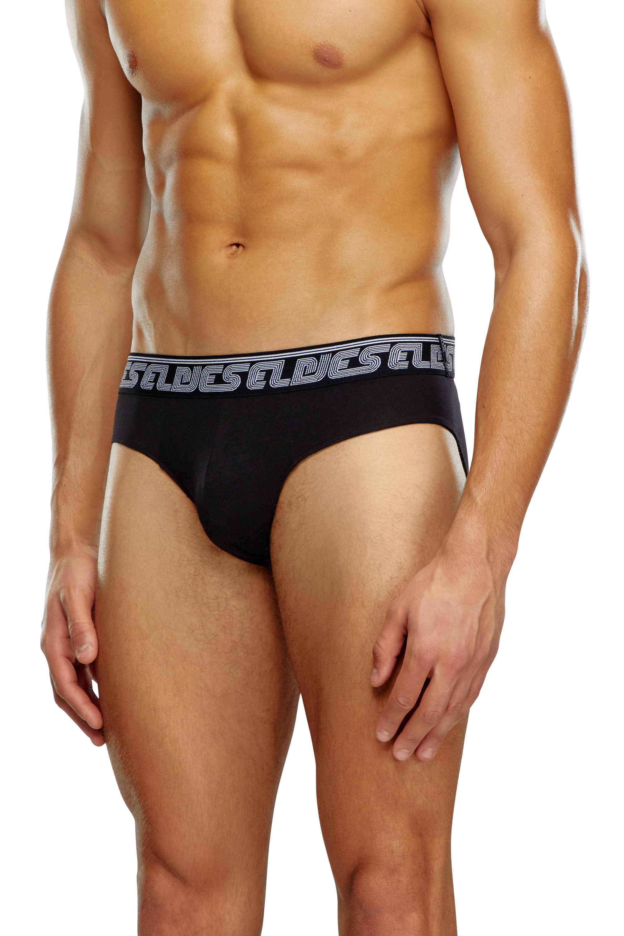 Diesel Three-pack Briefs Plain And Dsl-print In Multicolor