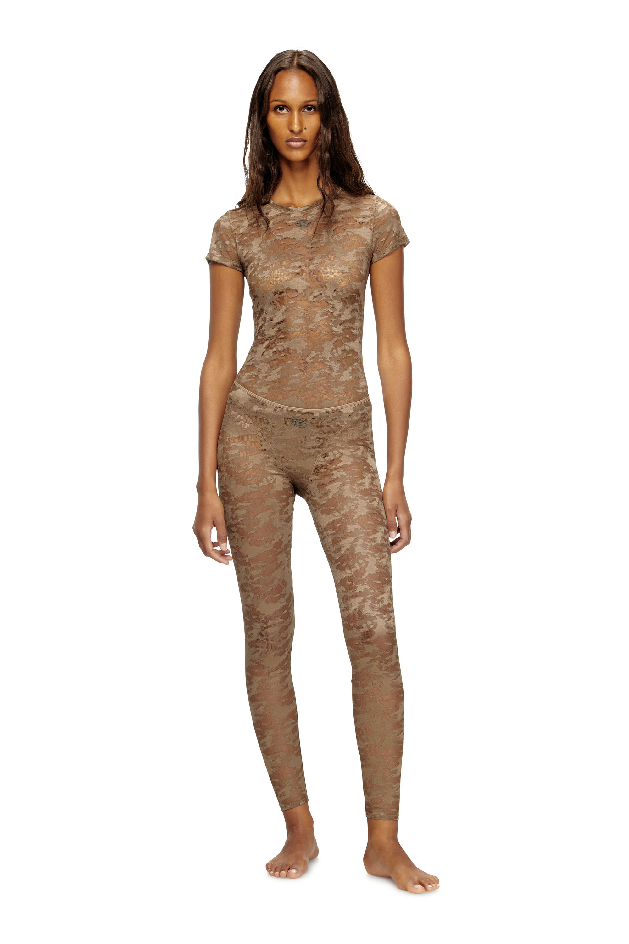 Diesel - KASIA-UTLT, Woman's Camo lace T-shirt in Brown - 3
