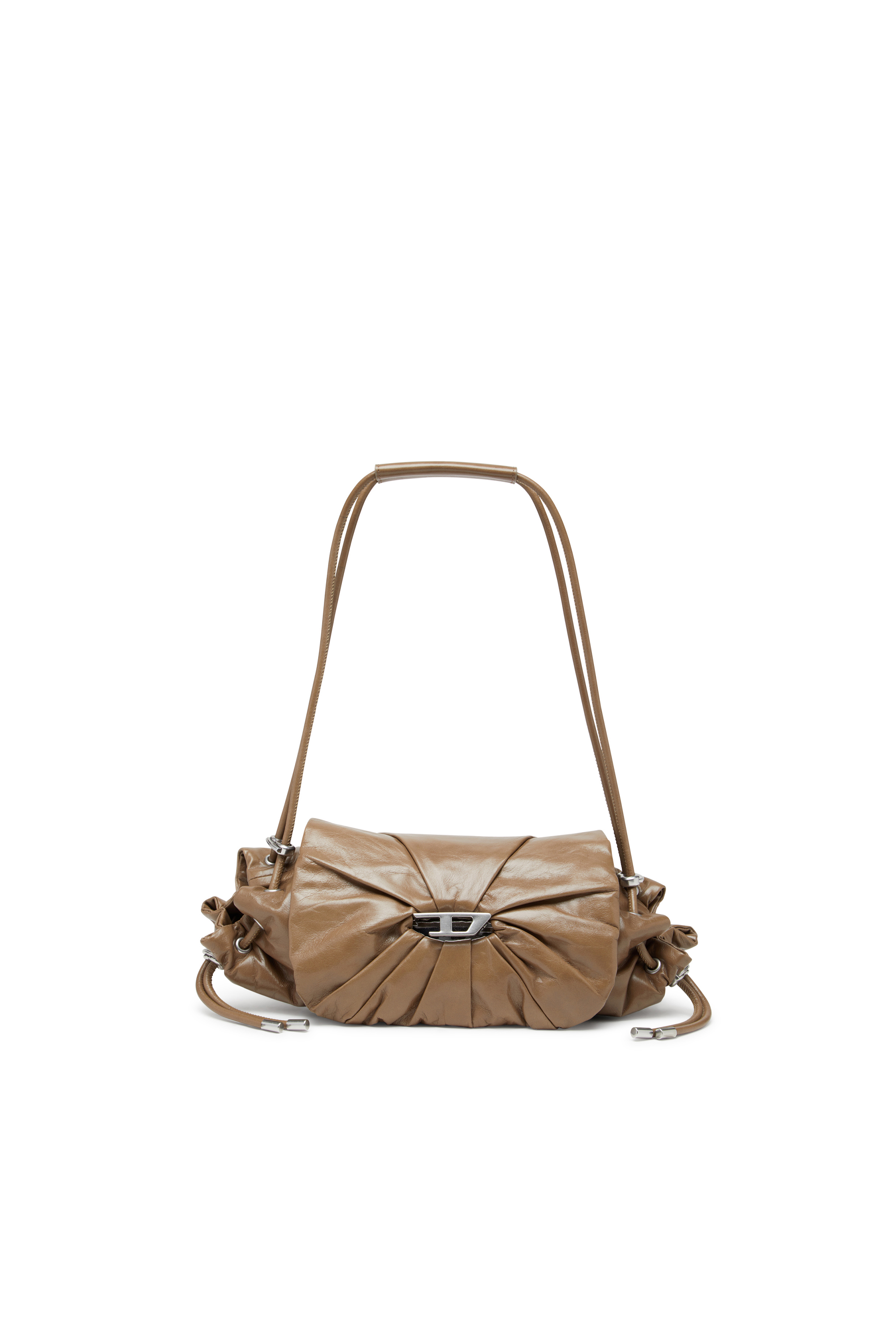 Diesel Ženský Hnedý - Scrunch-D Shoulder Bag In Shiny Scrunched Leather - Shoulder Bags - Woman Uni