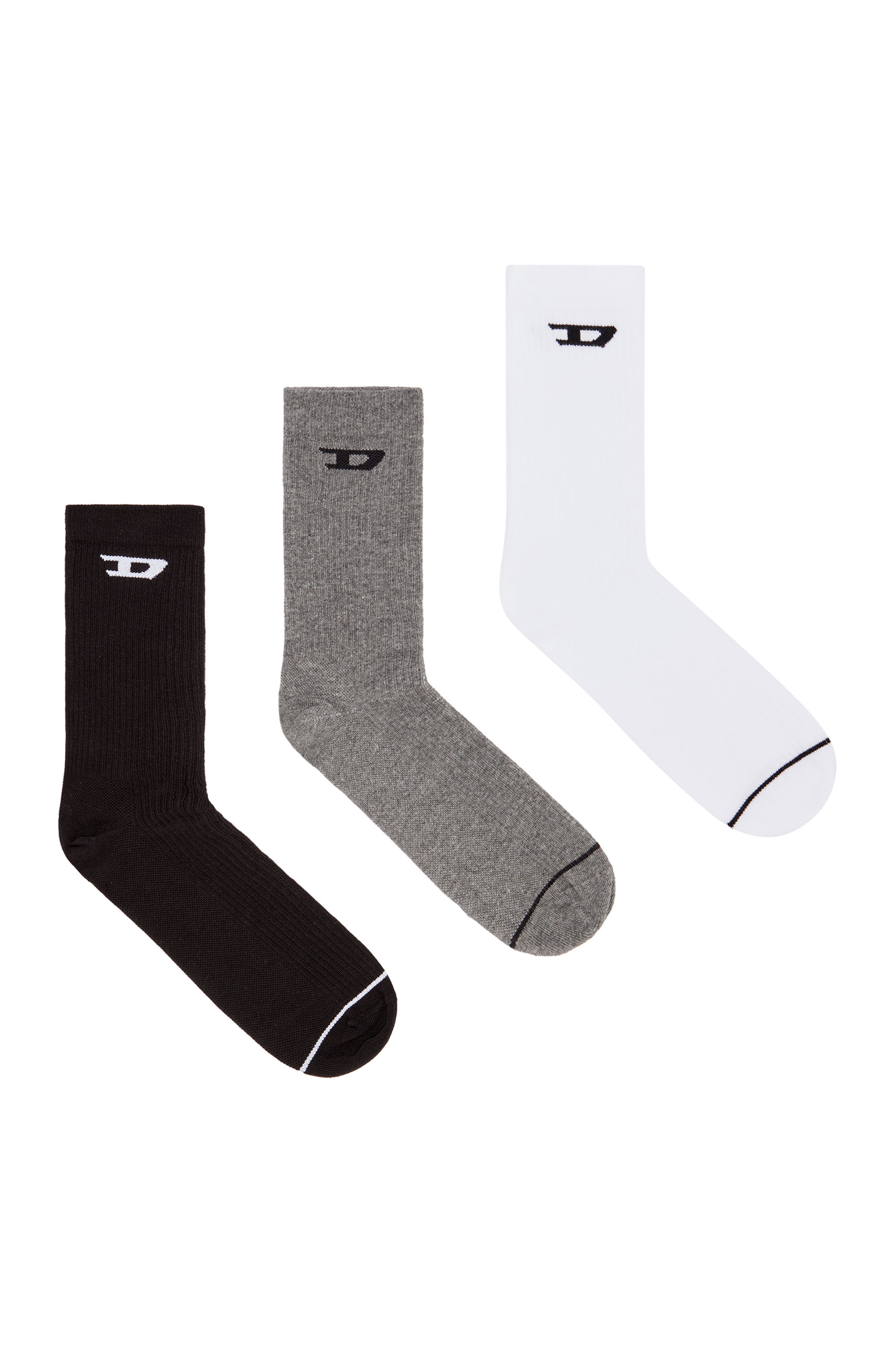 Shop Diesel 3-pack Of Ribbed Socks With D Logo In Multicolor