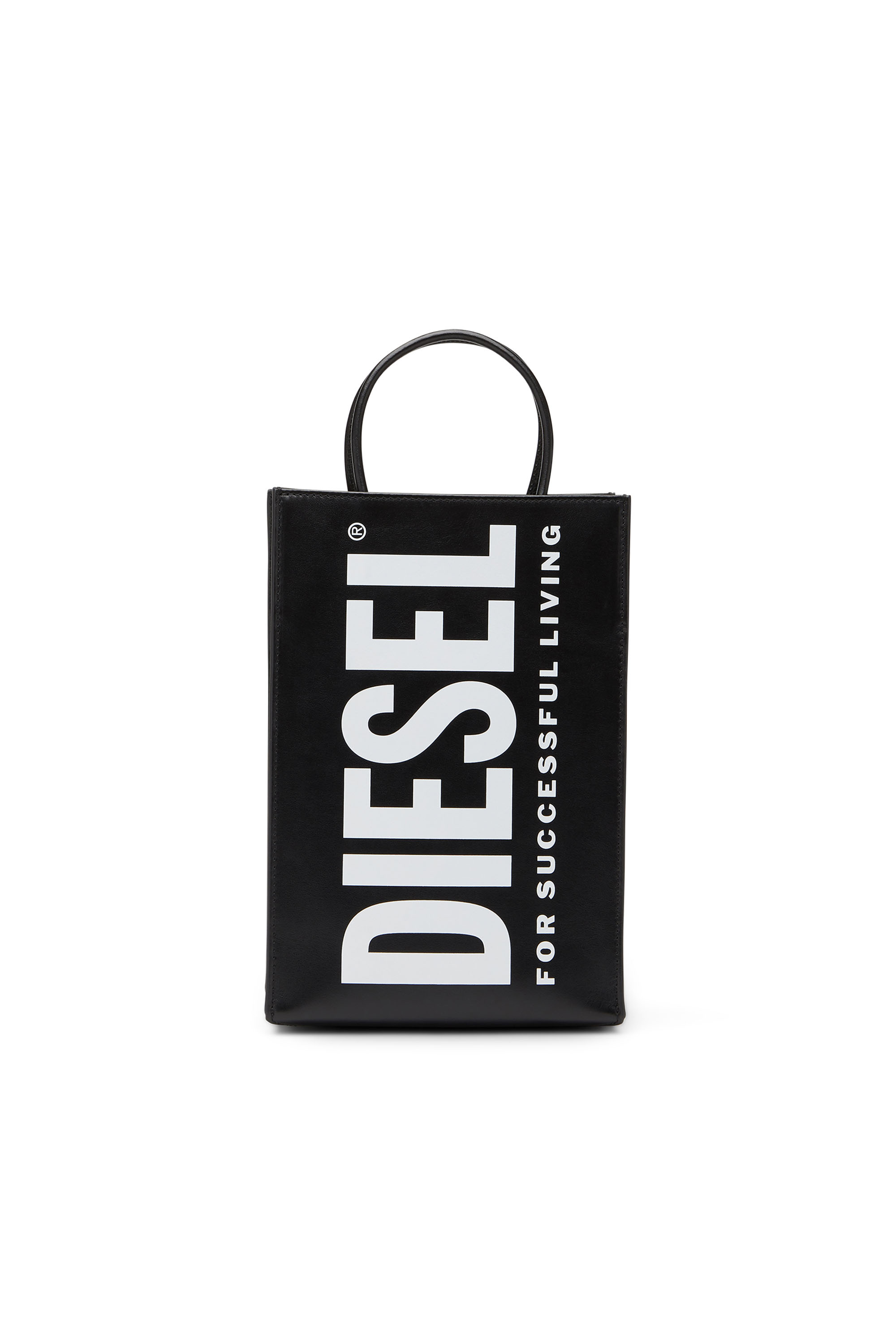 Diesel - Borsa shopper in pelle con logo - Shoppers - Unisex - Nero