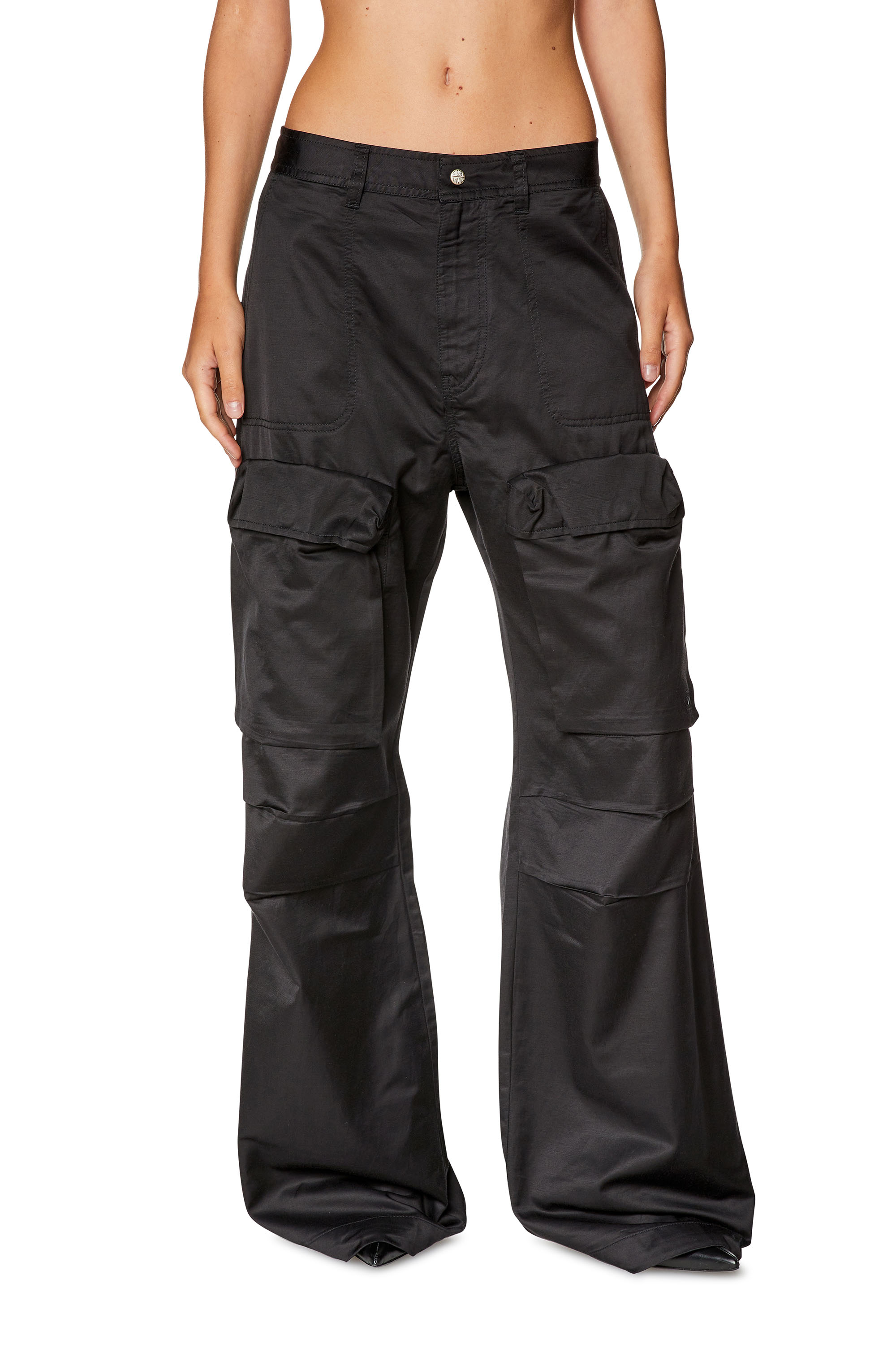 Diesel - Cargo pants in slub satin - Pants - Woman - Black