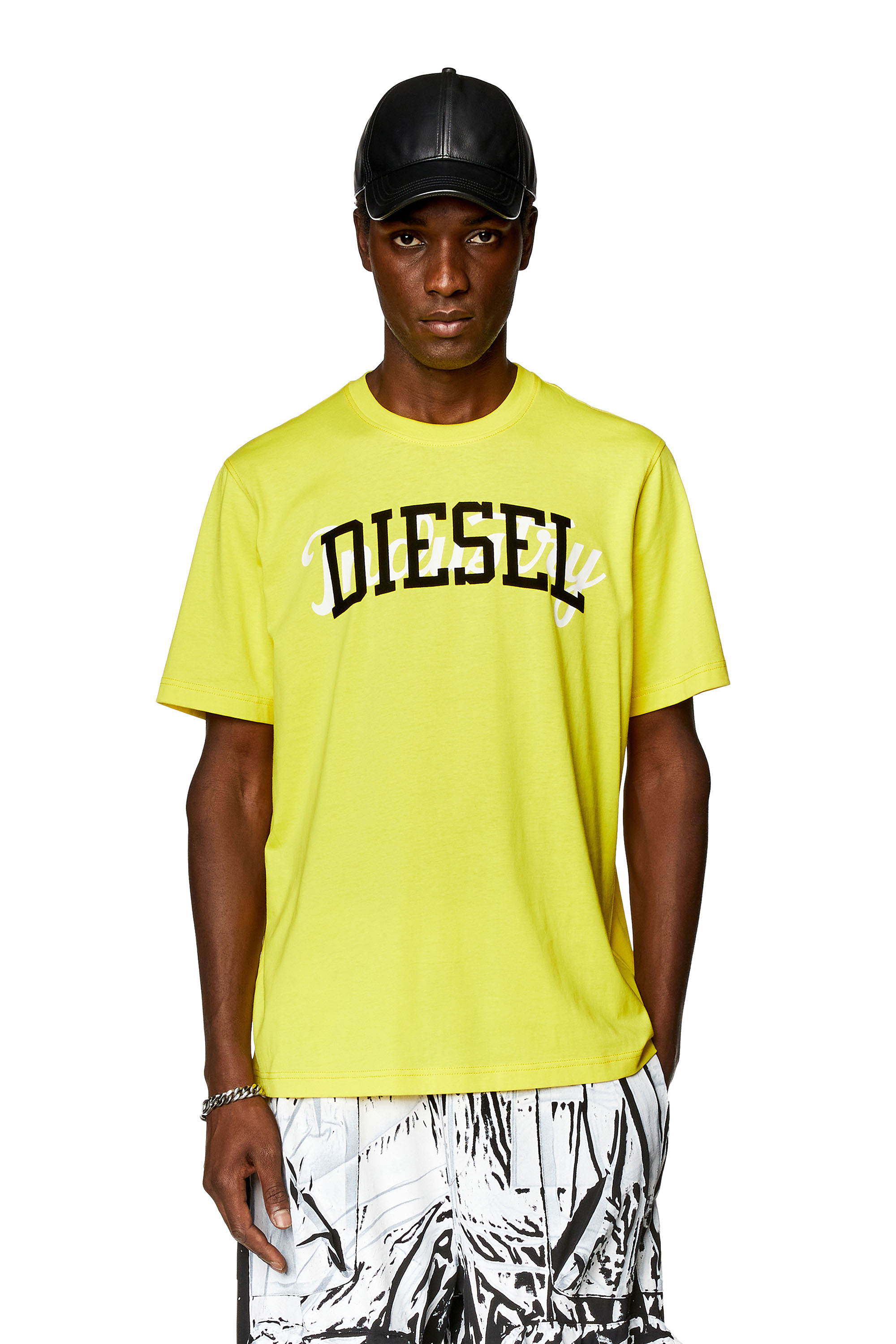 Diesel - T-shirt con stampe Diesel a contrasto - T-Shirts - Uomo - Giallo