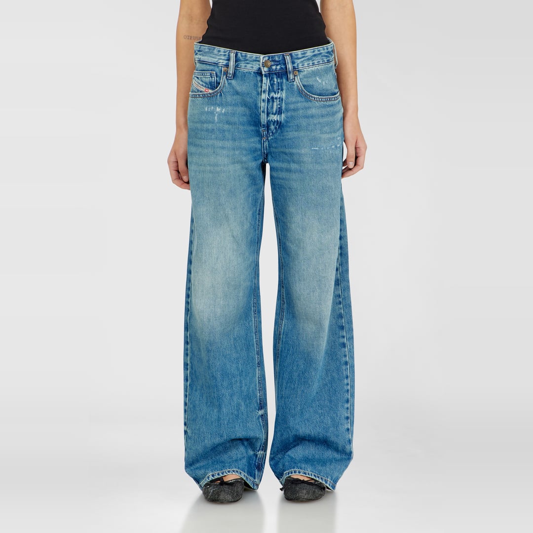 Diesel Jeans Relaxed Taille Moyenne 1990 D-Waigee, Bleu moyen, Fermeture boutonnée