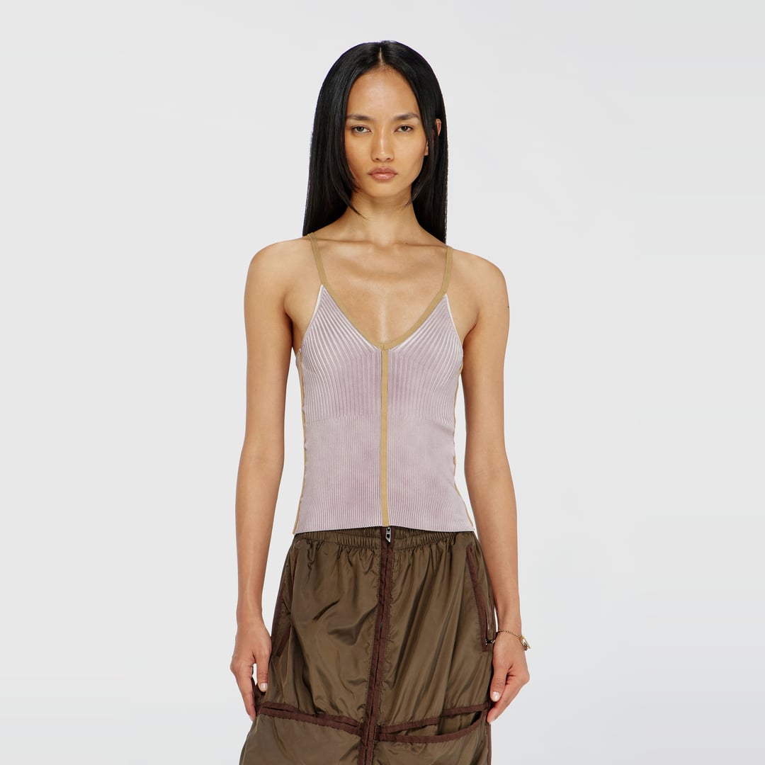 Diesel - Rib-knit cami top with contrast bands - T-Shirts - Woman - Violet